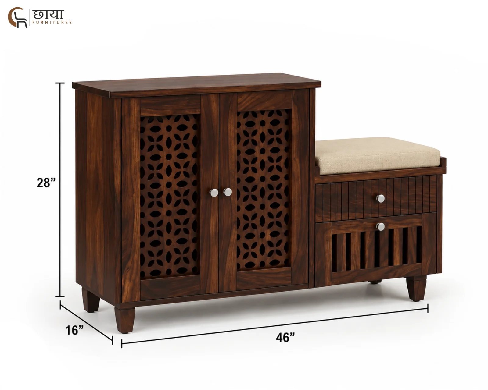 Luxe Shoe Rack (Walnut Finish) — dim (2)
