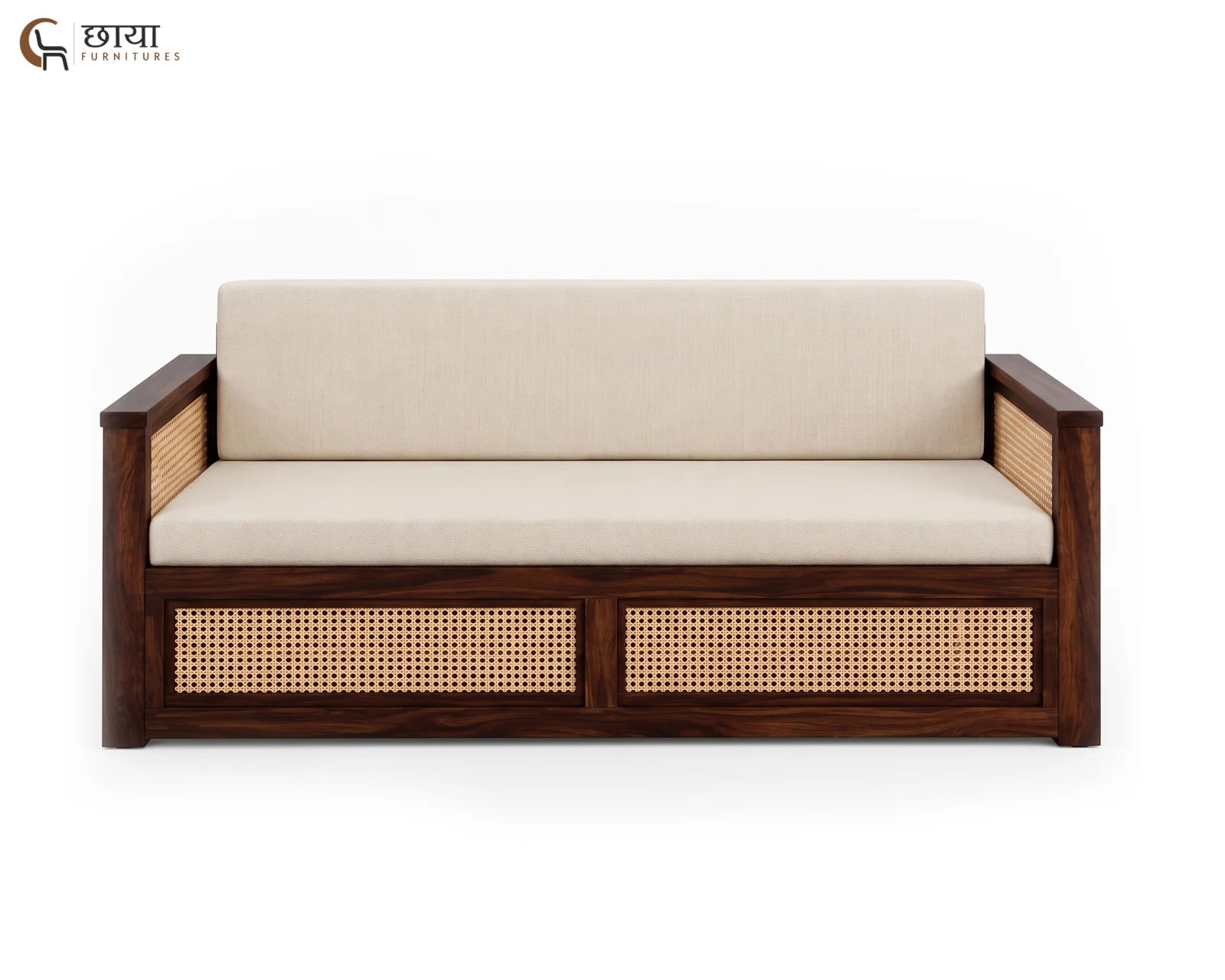 Marshal Wooden Sofa Cum Bed (Queen Size, Walnut Finish) — 7