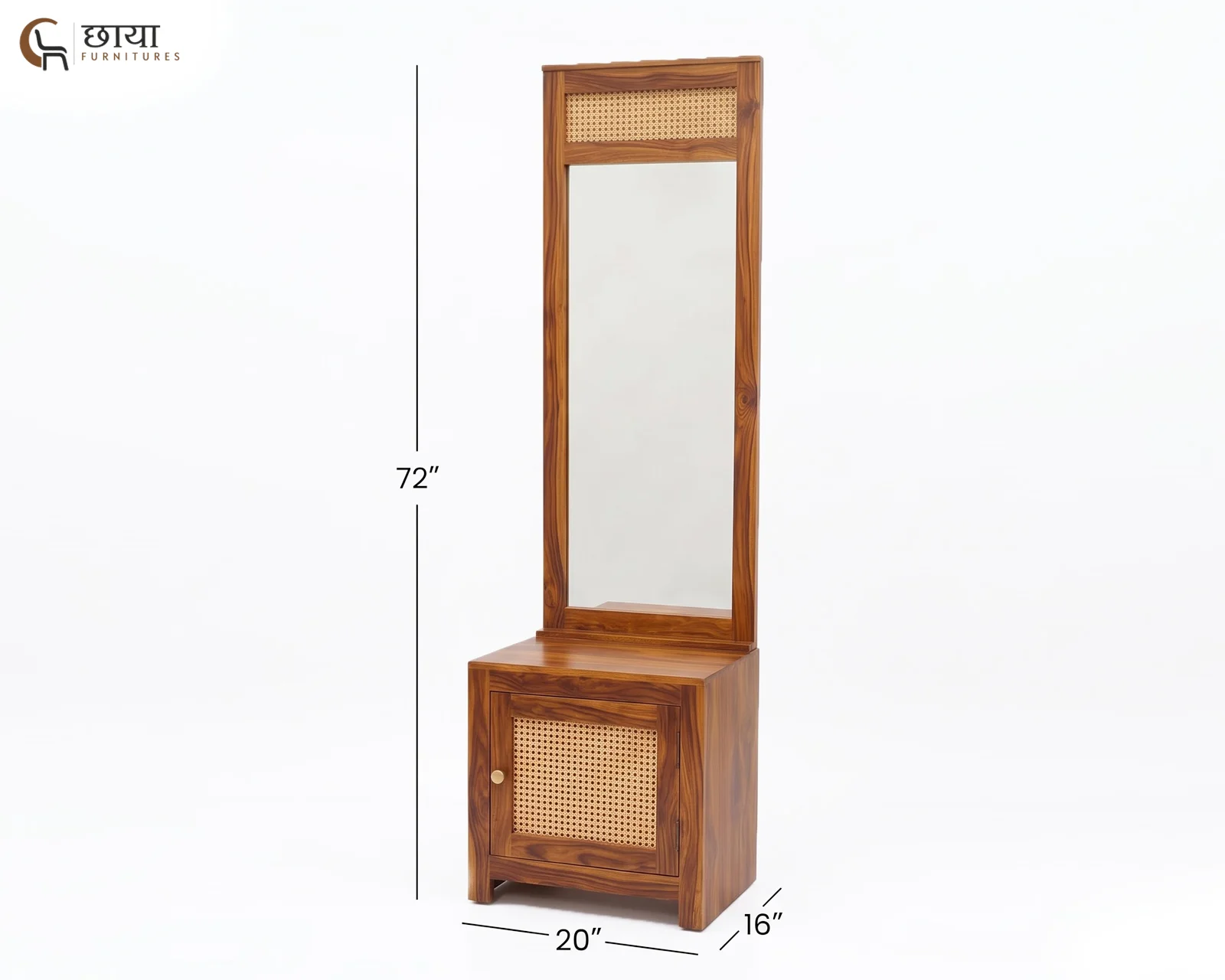 Evara Sheesham Wood Dressing Table (Honey Finish) — dim 1