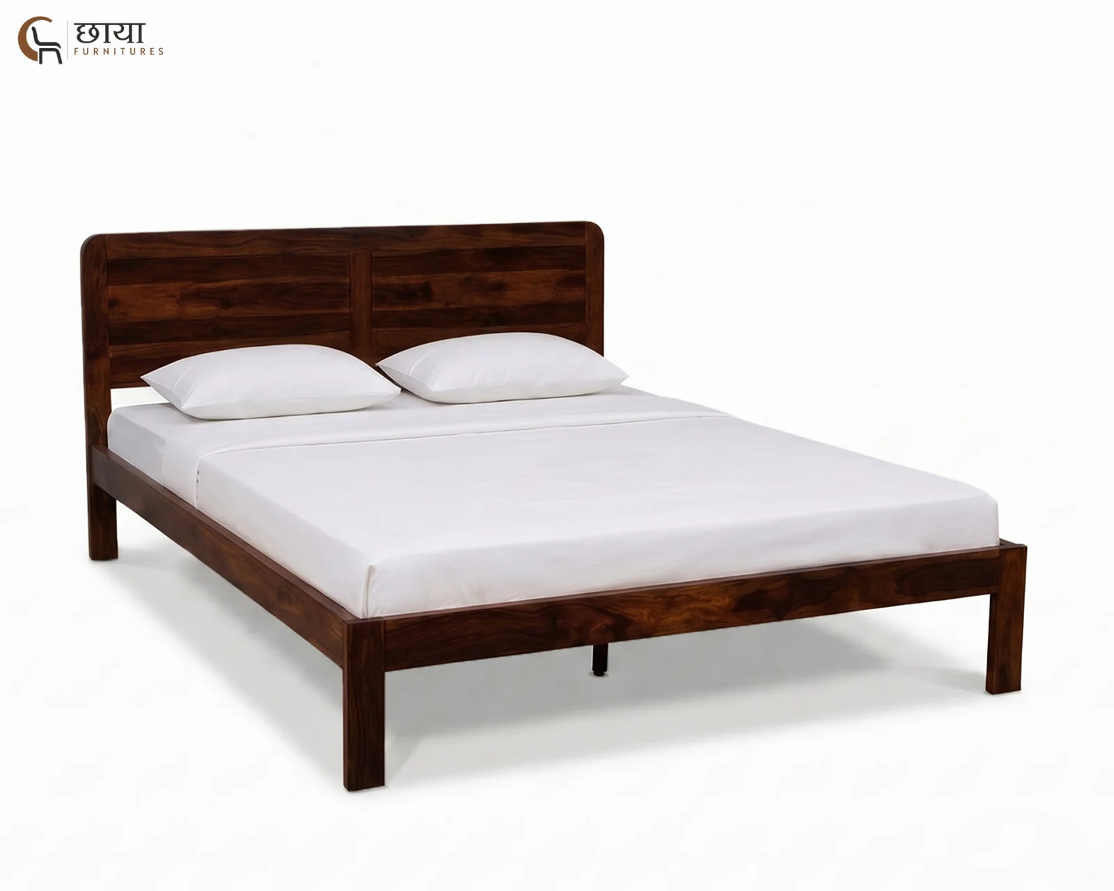 Hannah Sheesham Wood Bed Without Storage (King Size, Walnut Finish) — 6