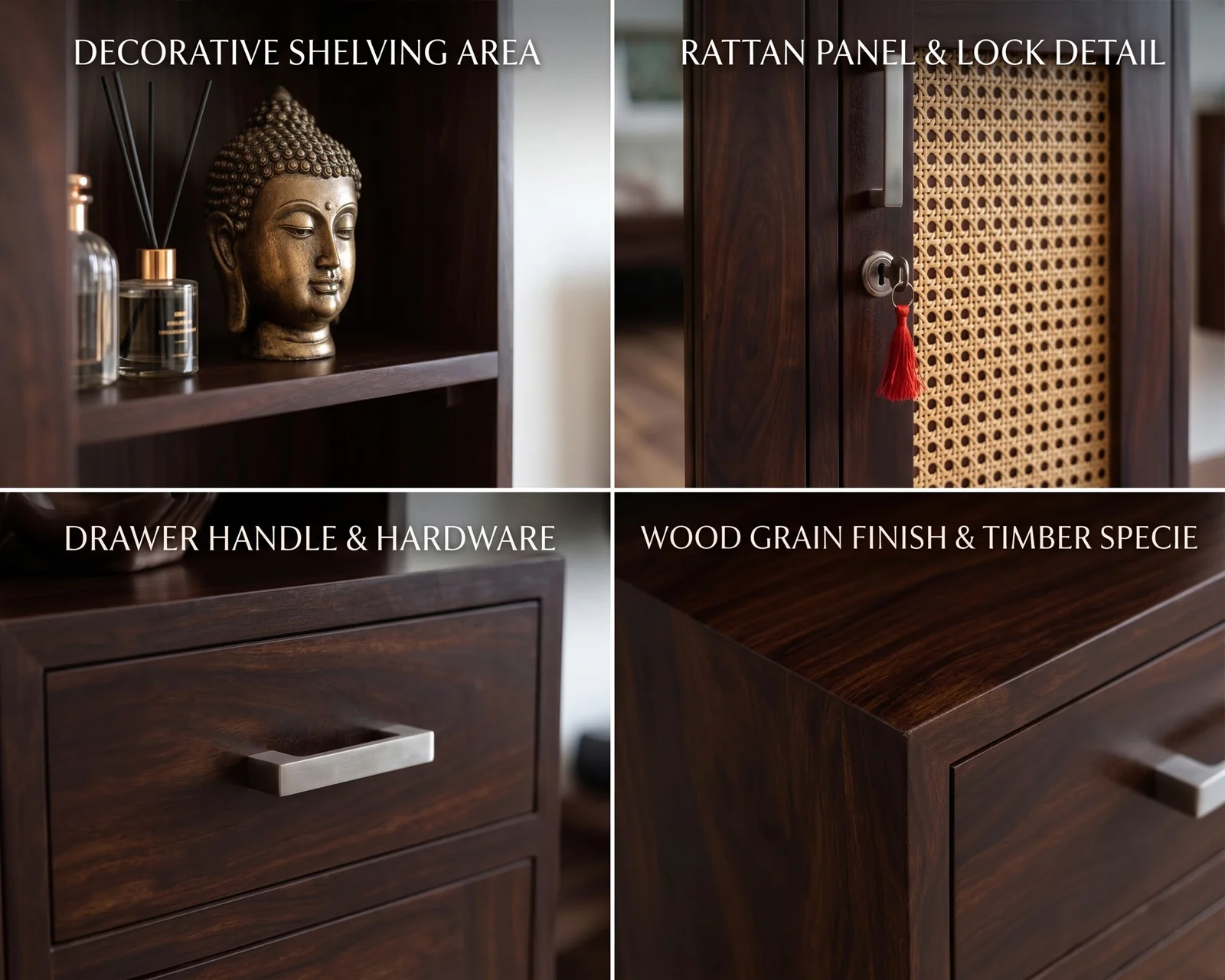 Aranya Sheesham Wood Dressing Table with Mirror (Walnut Finish) — 21
