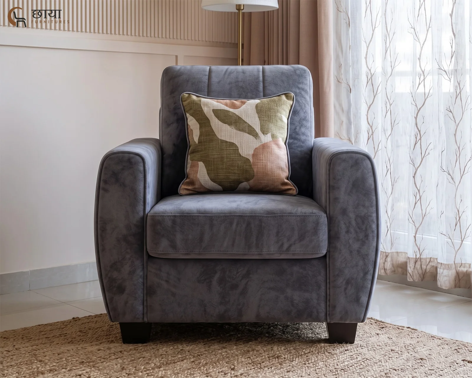 Edan 3+1+1 Fabric Sofa (Grey) — front