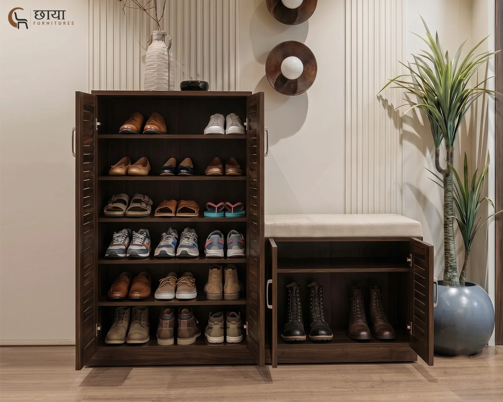 Veyra Shoe Rack (Walnut Finish) — 12