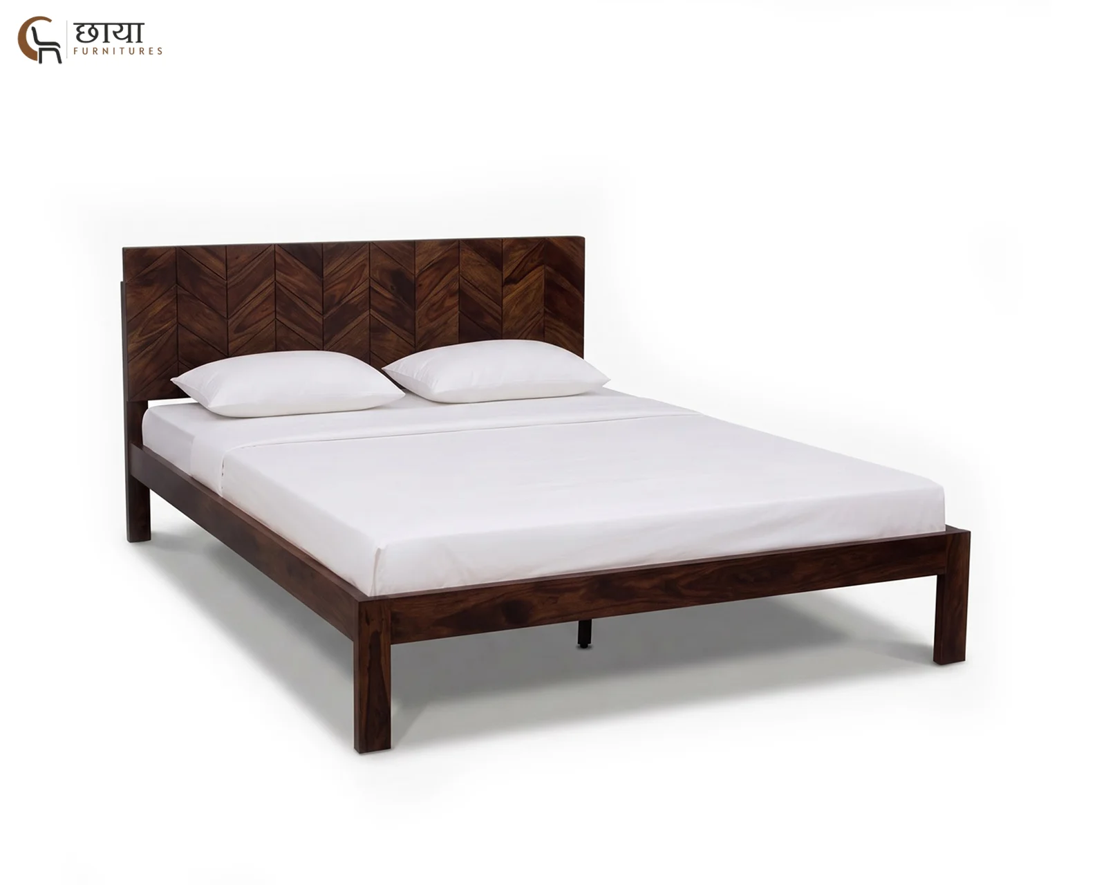 Frey Sheesham Wood Bed Without Storage (King Size, Walnut Finish) — 3