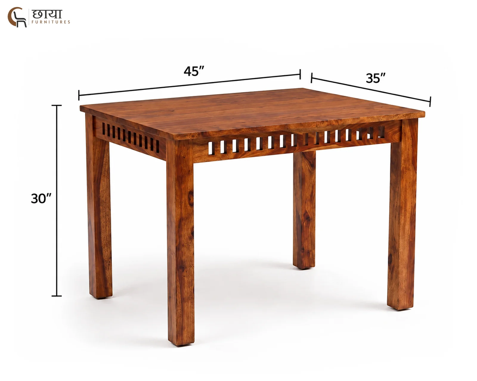 Haven 4 Seater Dining Table Set (Honey Finish) — dim 2