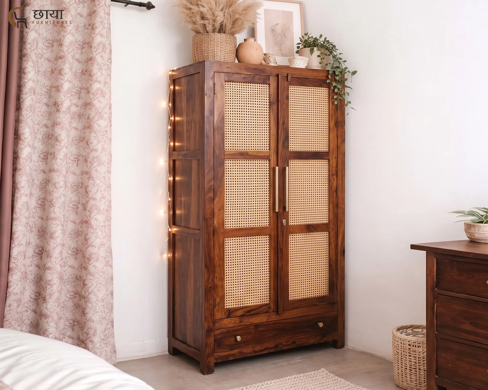 Rabel 2 Door Wardrobe (Honey Finish) — front (1)