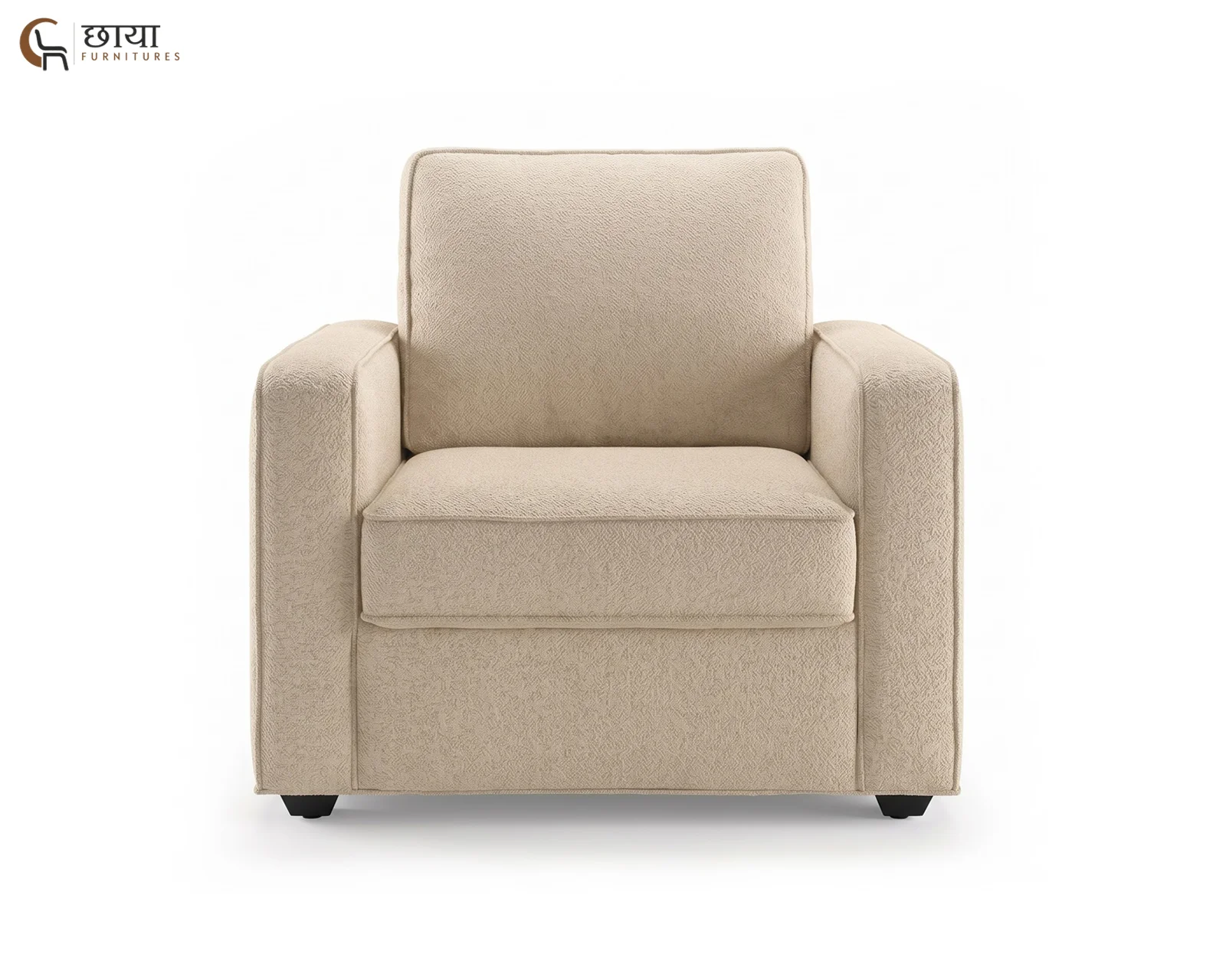 Cairo Single Seater Fabric Sofa (Cream) — 5