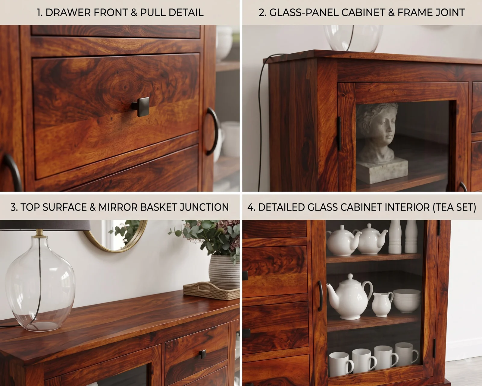 Logan Sheesham Wood Sideboard (Honey Finish) — 21