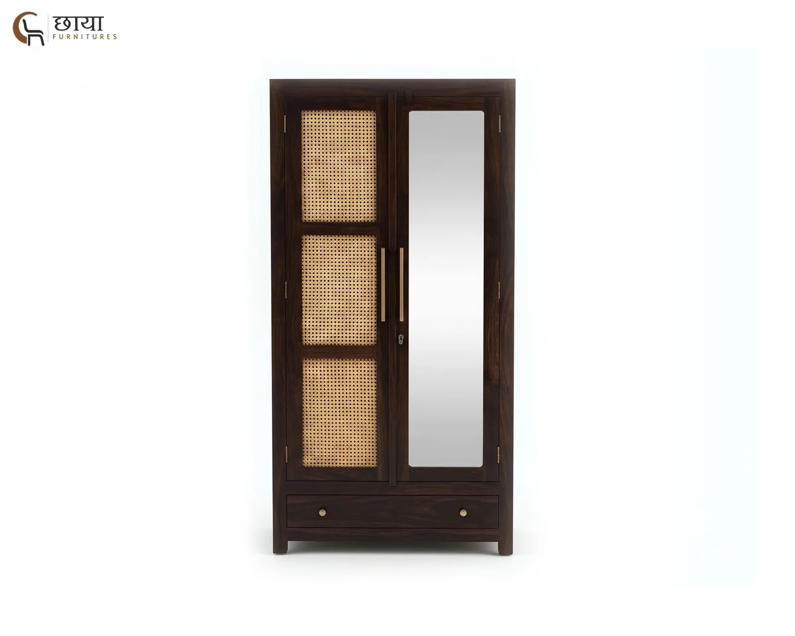Rabel 2 Door Wardrobe With Mirror (Walnut Finish) — 2