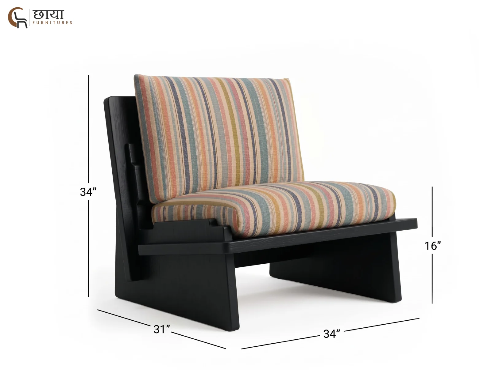 Misty Fabric Lounge Chair (Muted Stripe) — 10