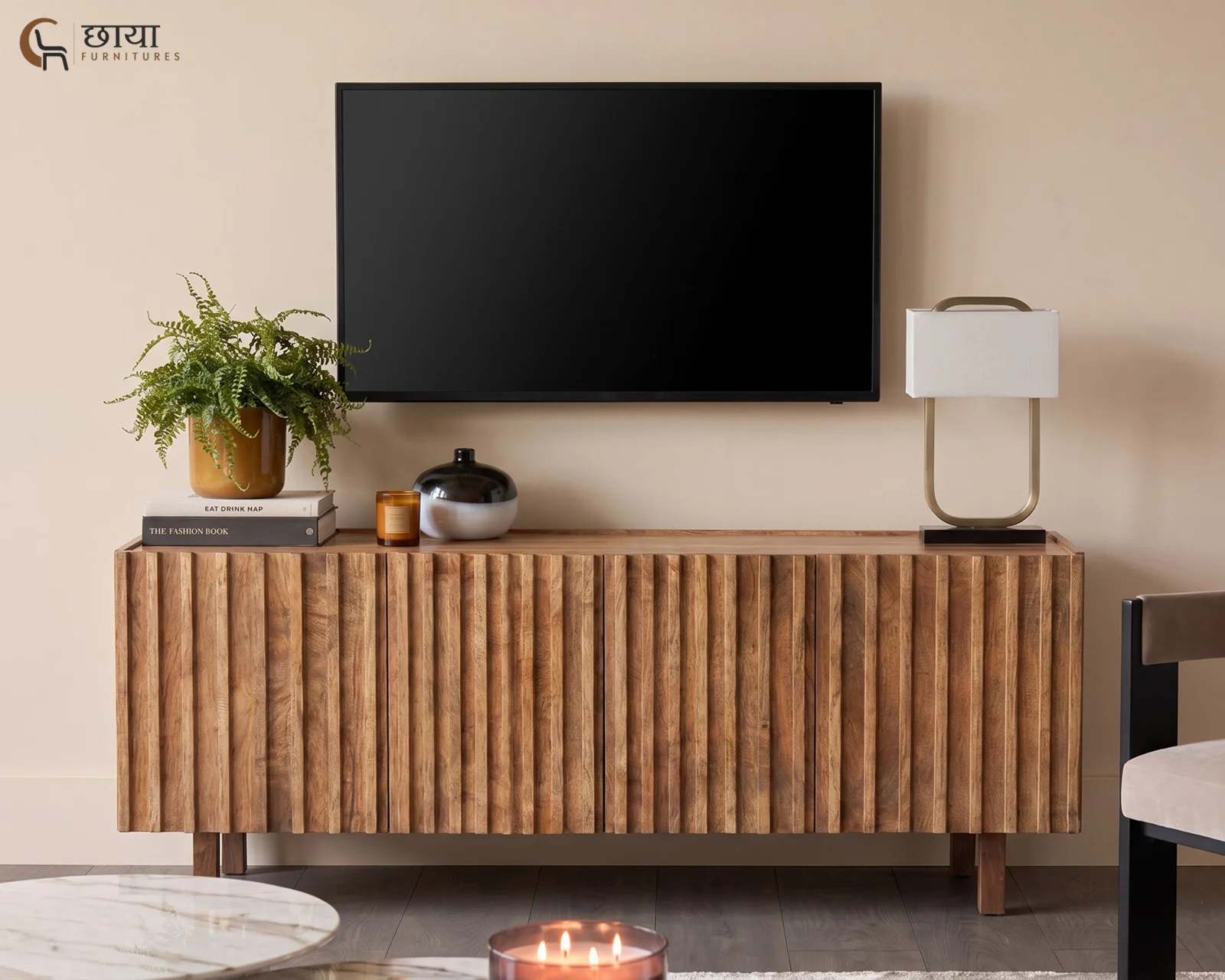 Terra Mango Wood TV Unit (Natural Finish) — 07