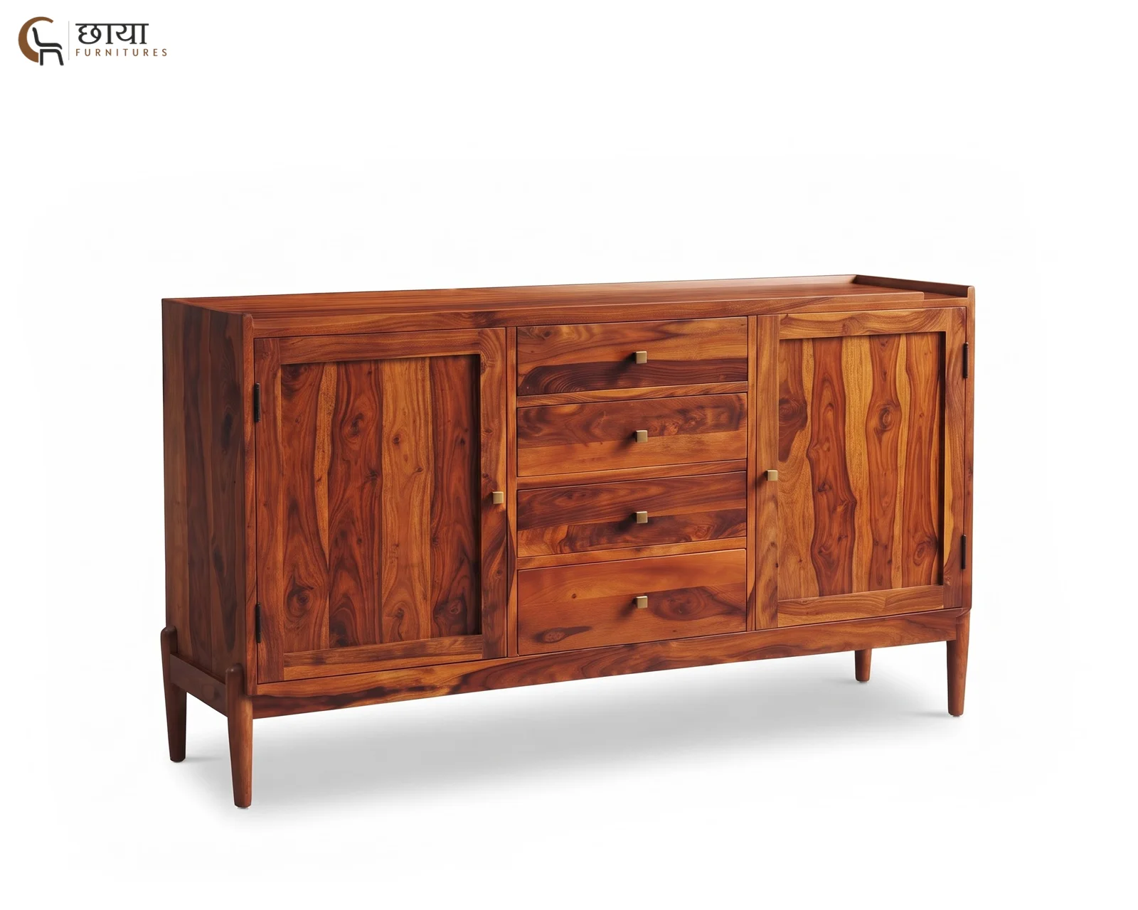 Alba Sheesham Wood TV Unit (Honey Finish) — 08