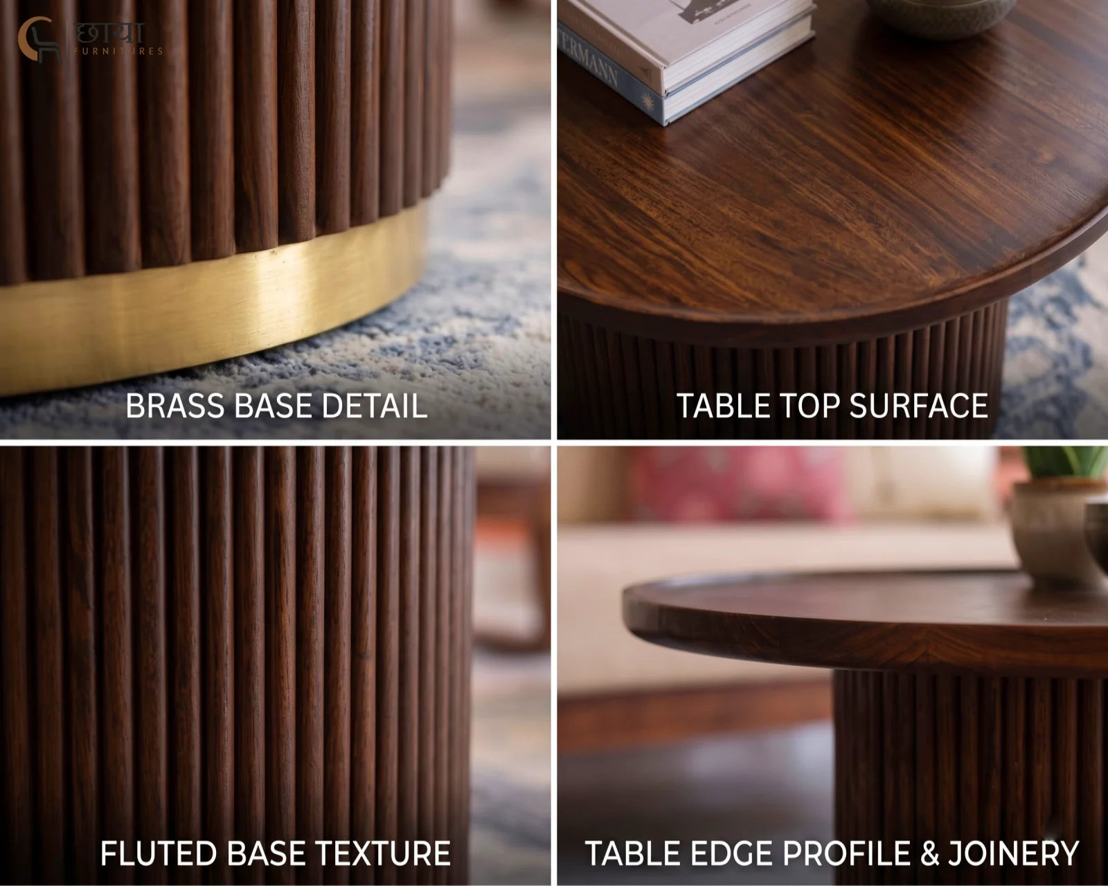 Clara Sheesham Wood Coffee Table (Walnut Finish) — (9)