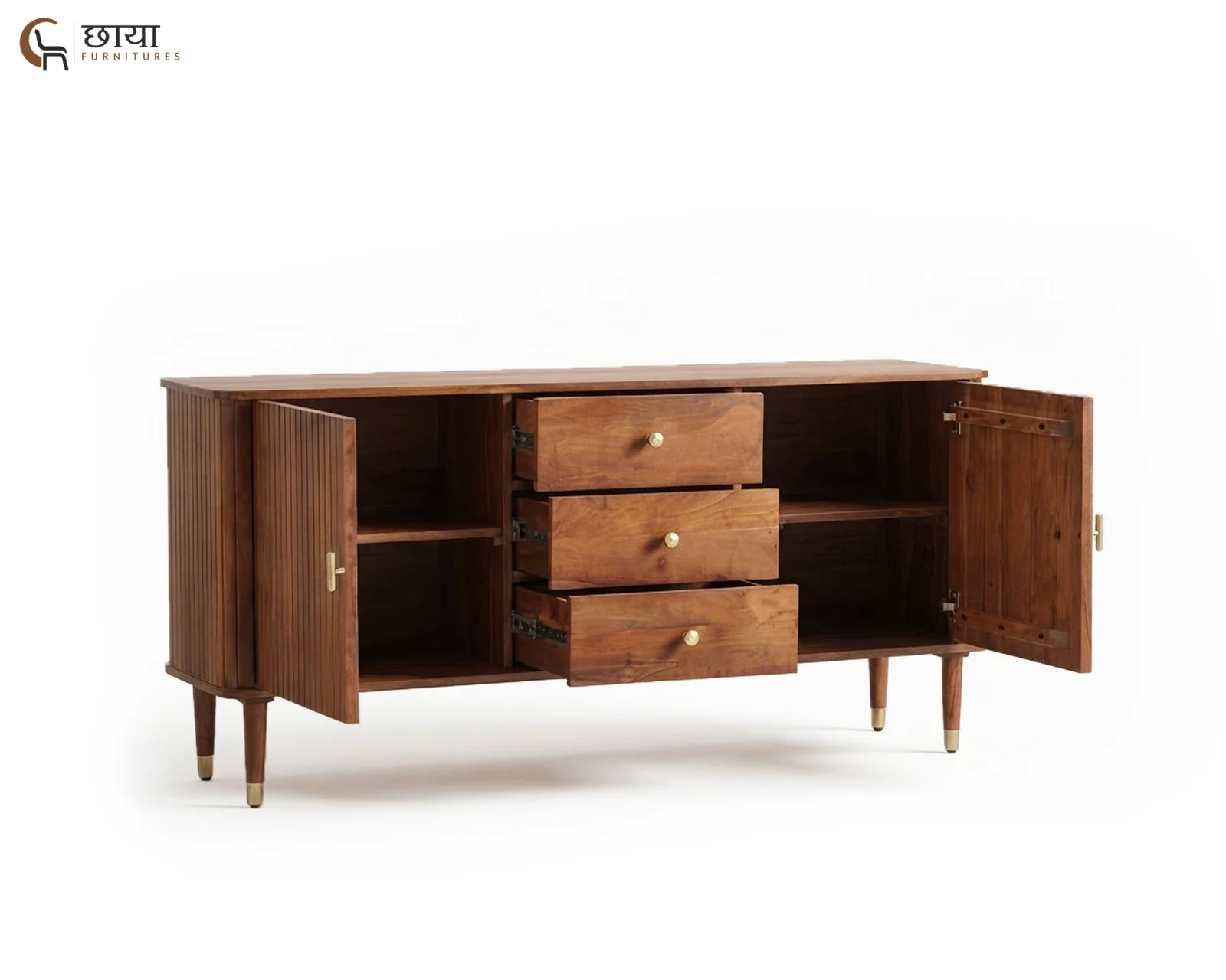 Maple Mango Wood TV Unit (Teak Finish) — 12