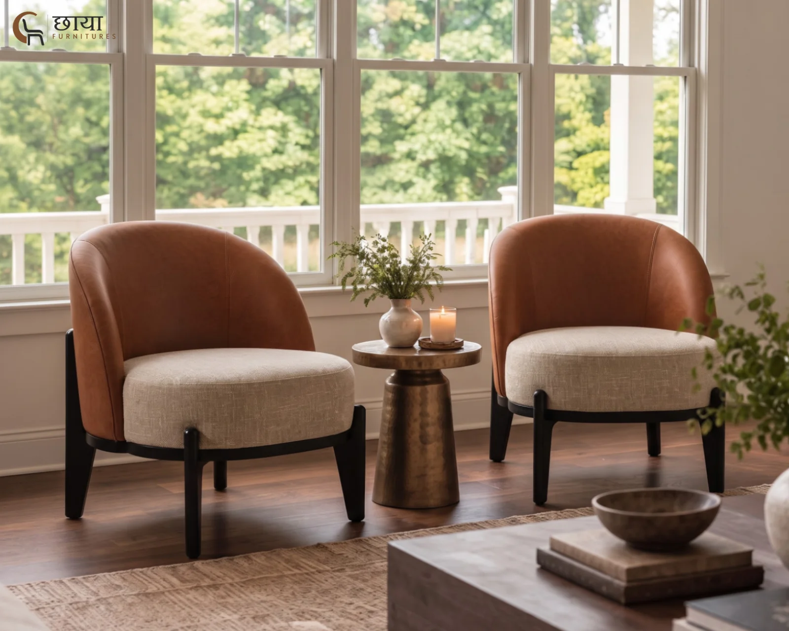 Juliet Lounge Chair (Warm Brown, Neutral Beige) — (13)