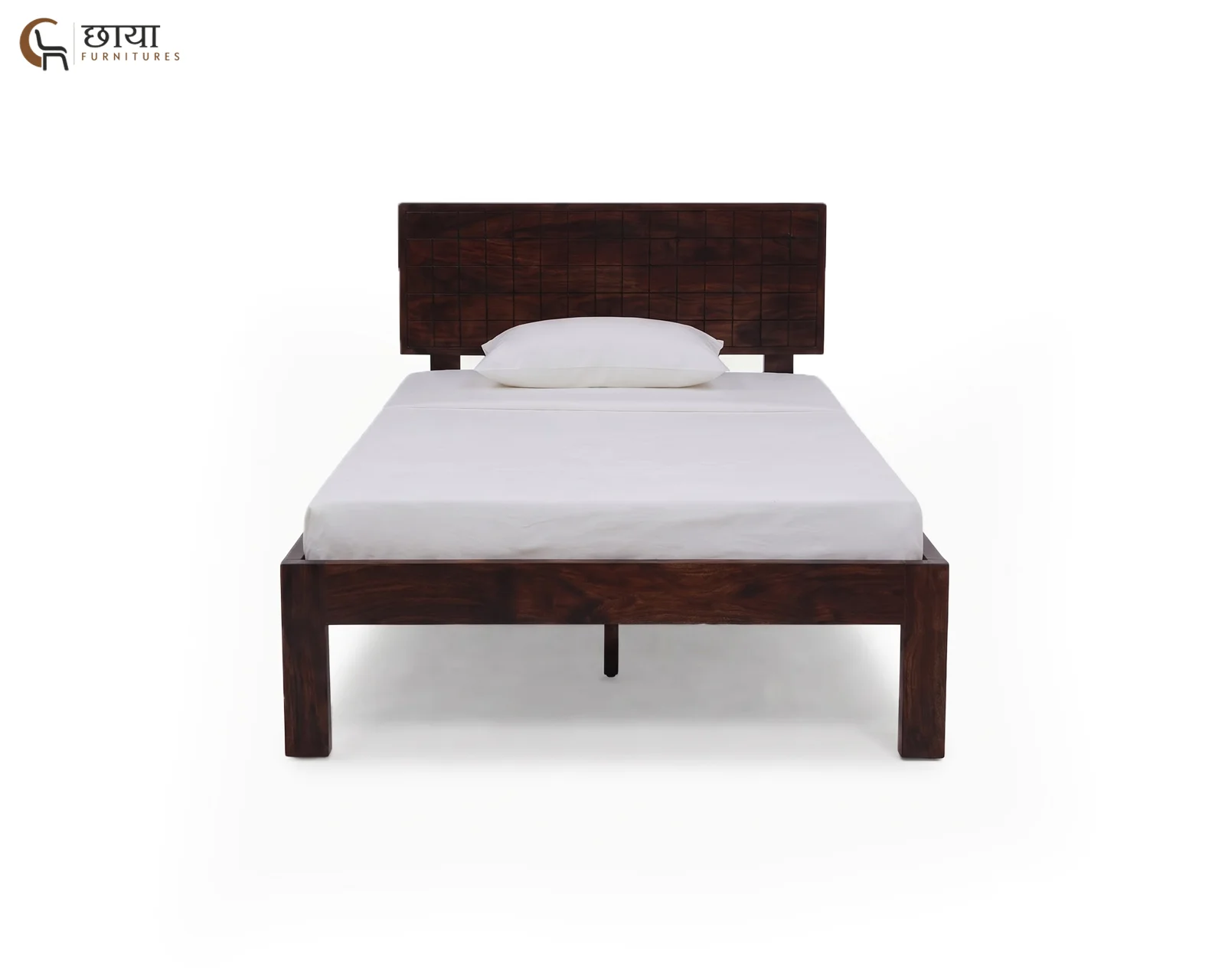 Denver Sheesham Wood Single Bed Without Storage (Walnut Finish) — 04