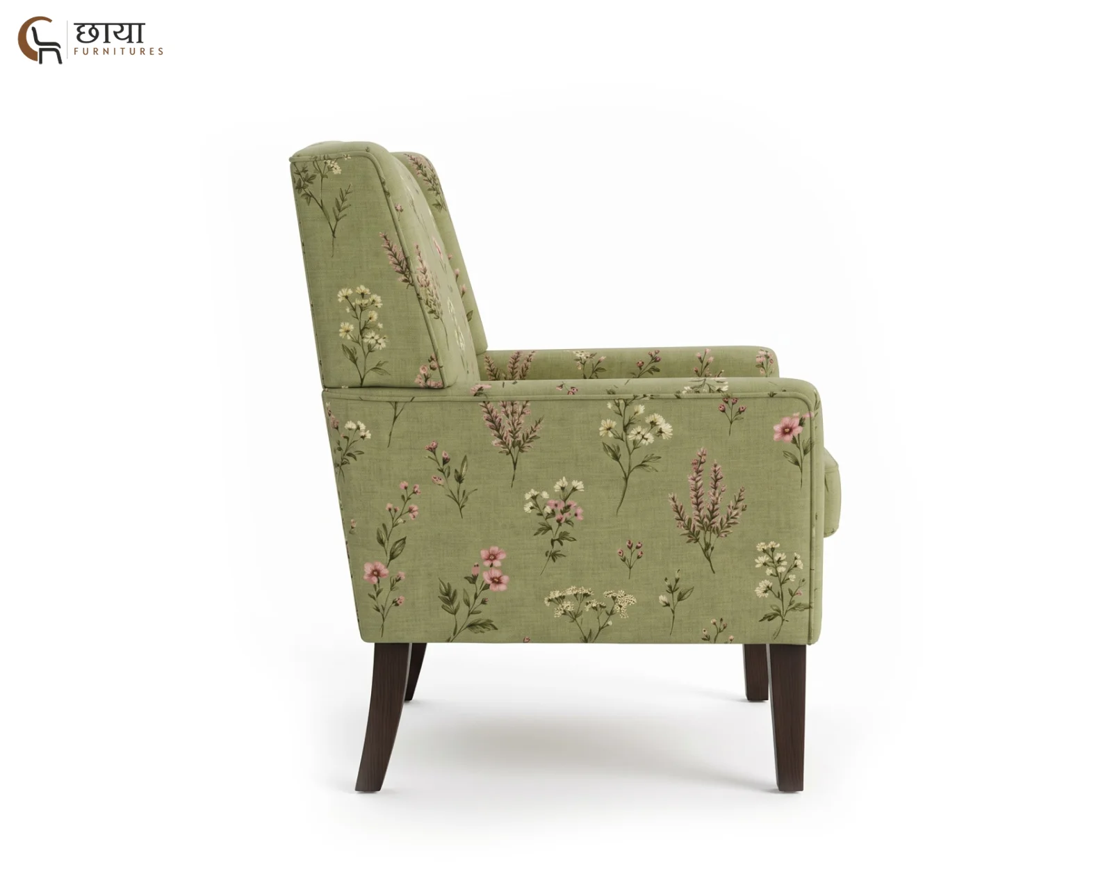 Olive Fabric Lounge Chair (Flora Green) — (2)