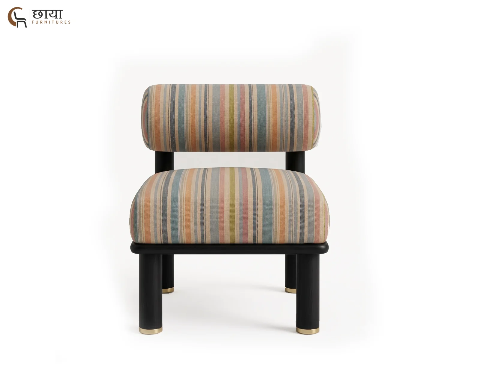 Bella Fabric Lounge Chair (Muted Stripe) — (9)