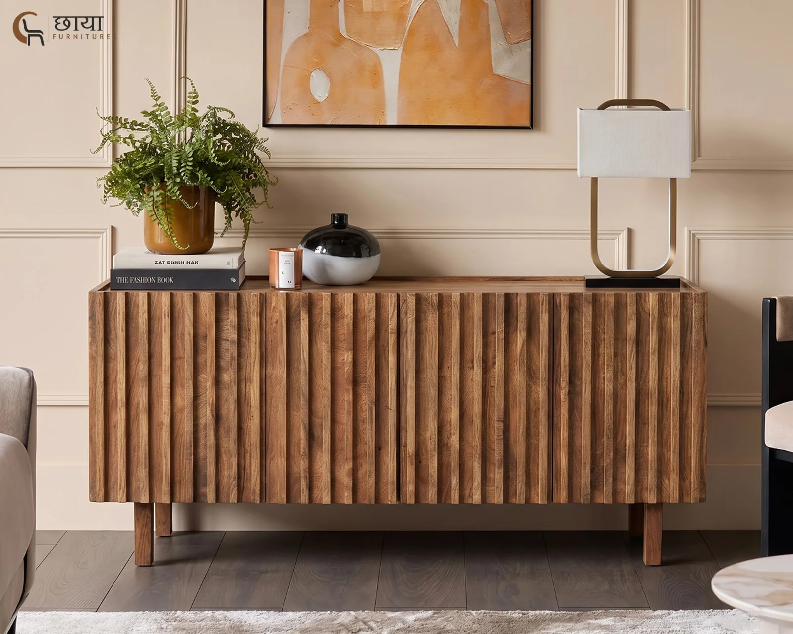 Terra Mango Wood TV Unit (Natural Finish) — 09