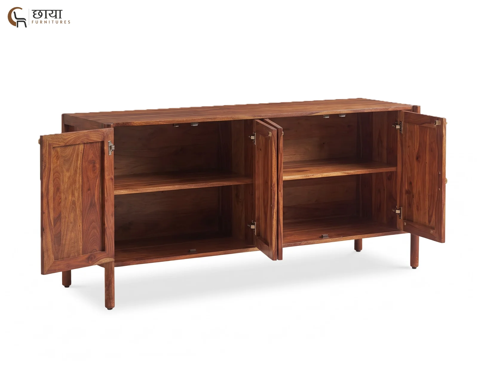 Cloud Sheesham Wood TV Unit (Teak Finish) — 1