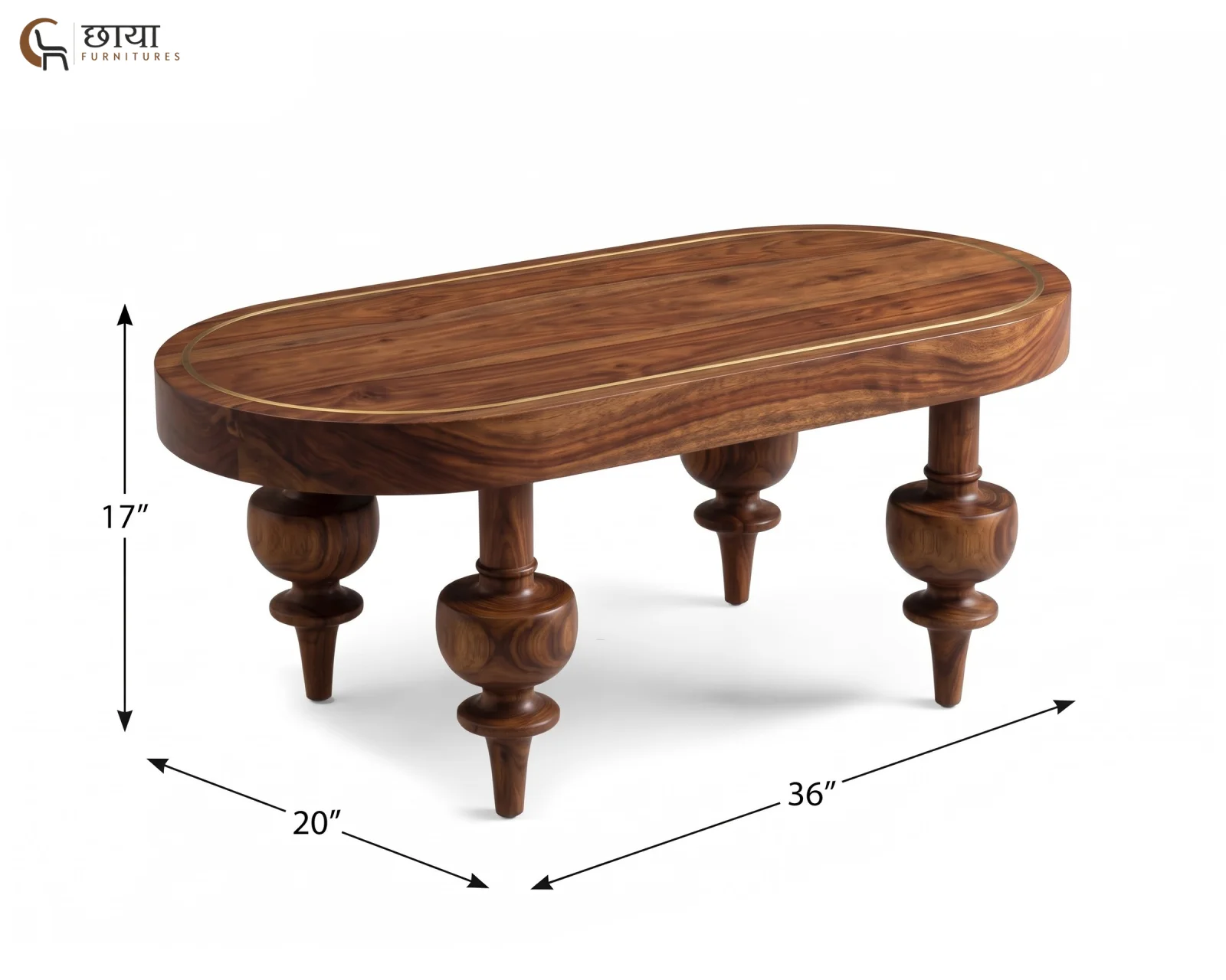 Nova Sheesham Wood Coffee Table (Teak Finish) — dim 2