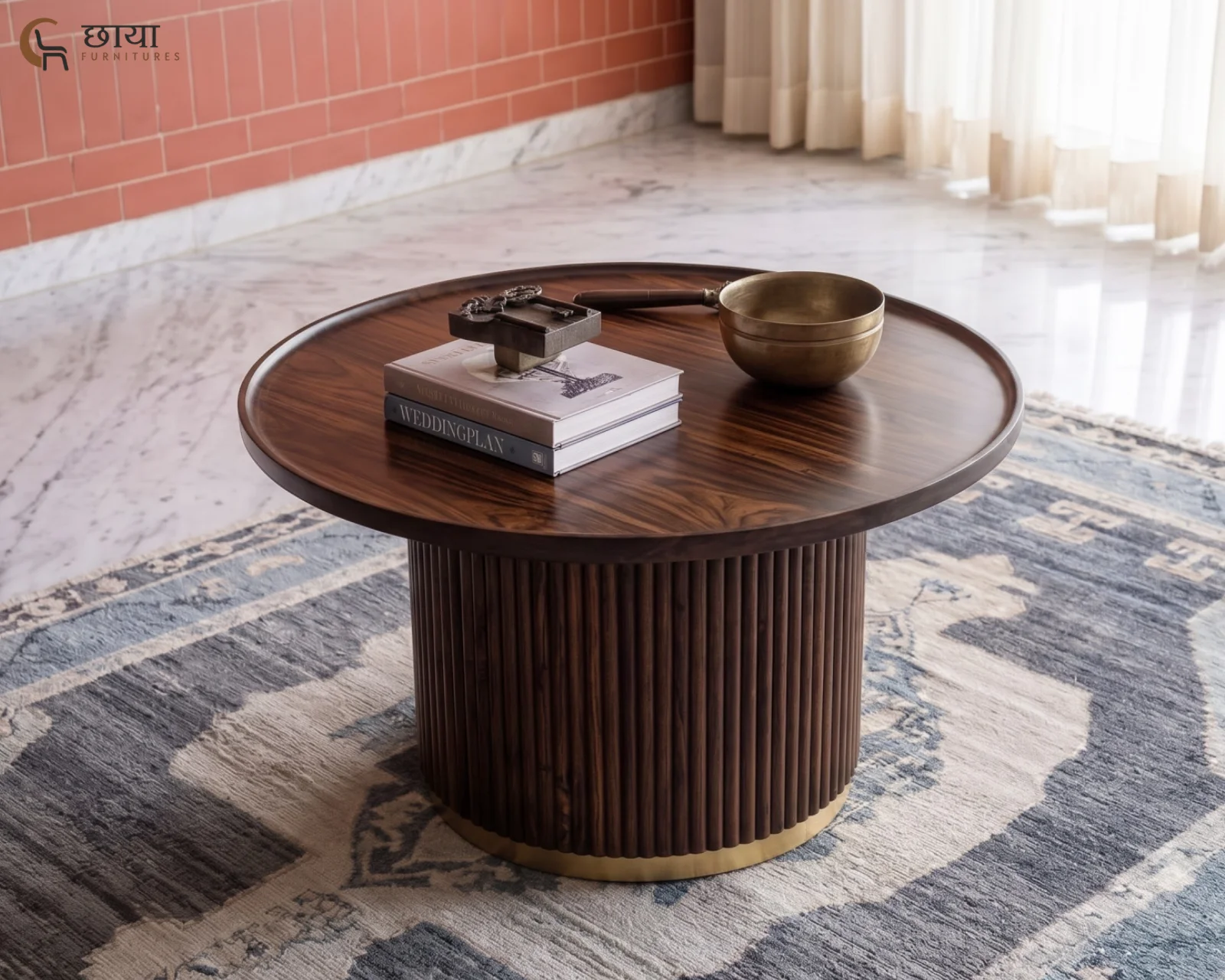 Clara Sheesham Wood Coffee Table (Walnut Finish) — (7)