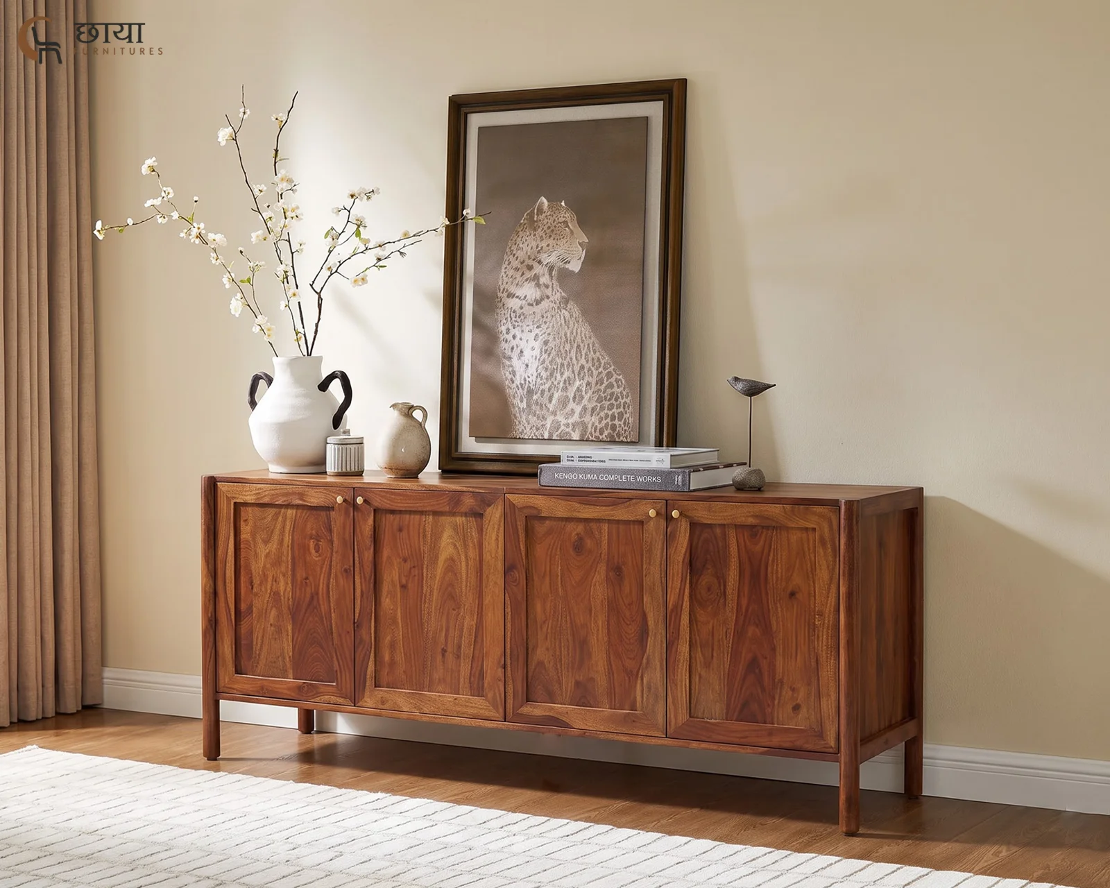 Terra Sheesham Wood Sideboard (Teak Finish) — front view