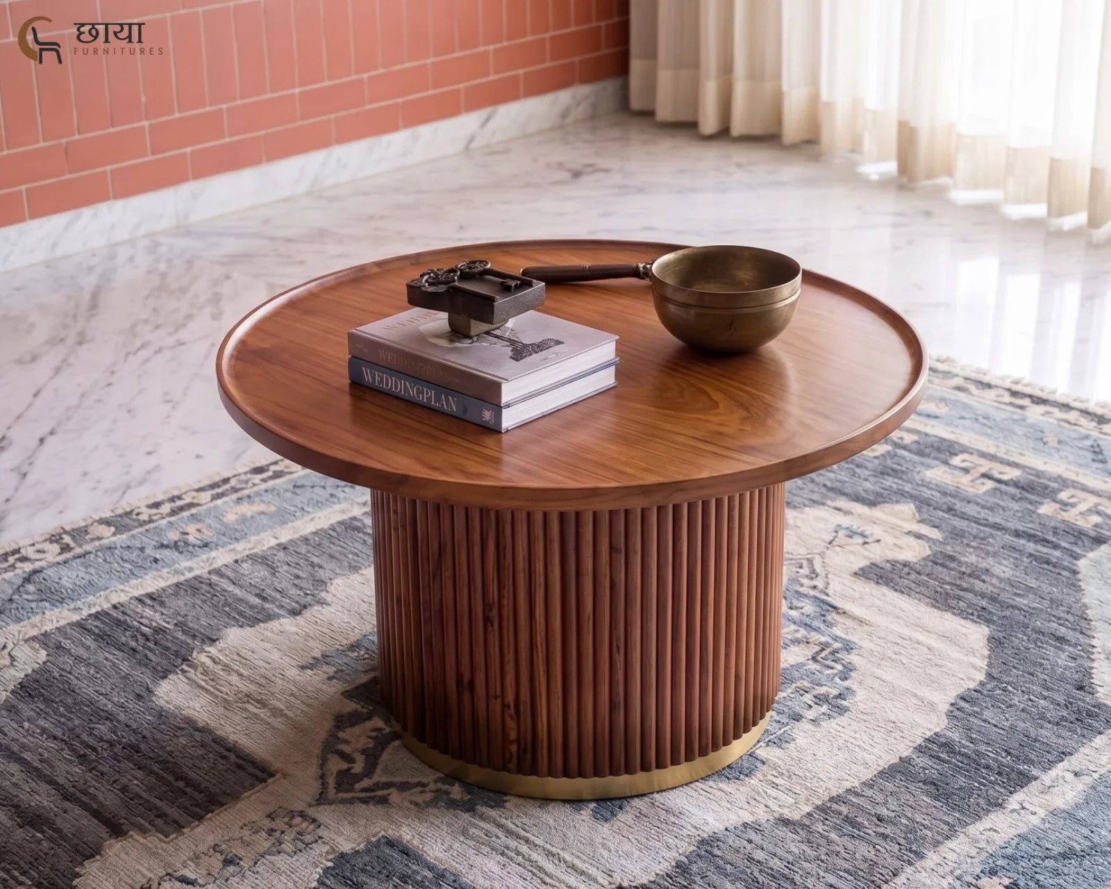 Clara Sheesham Wood Coffee Table (Honey Finish) — (6)