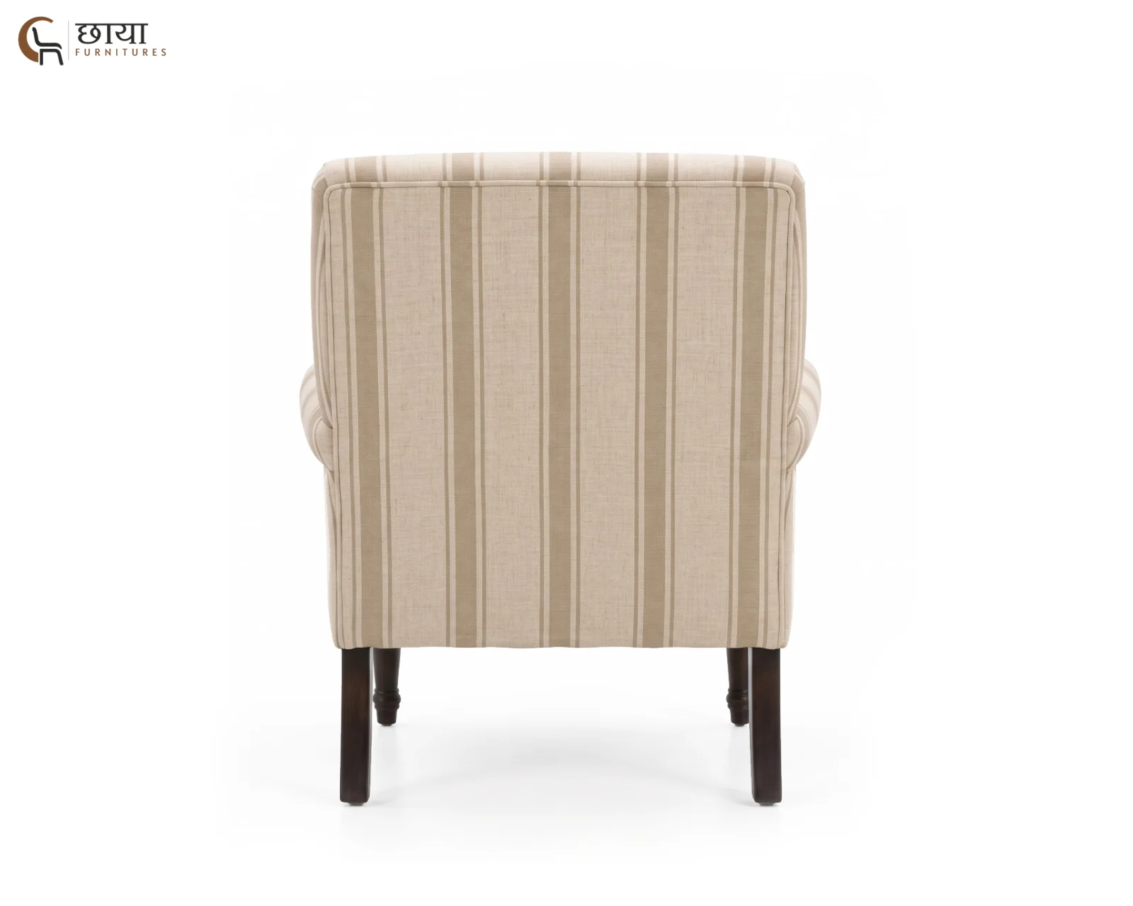 Lily Fabric Wingback Chair (Sand Stripe) — 02