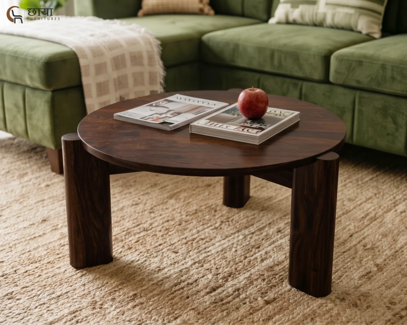 Aria Sheesham Wood Coffee Table (Walnut Finish) — (2)