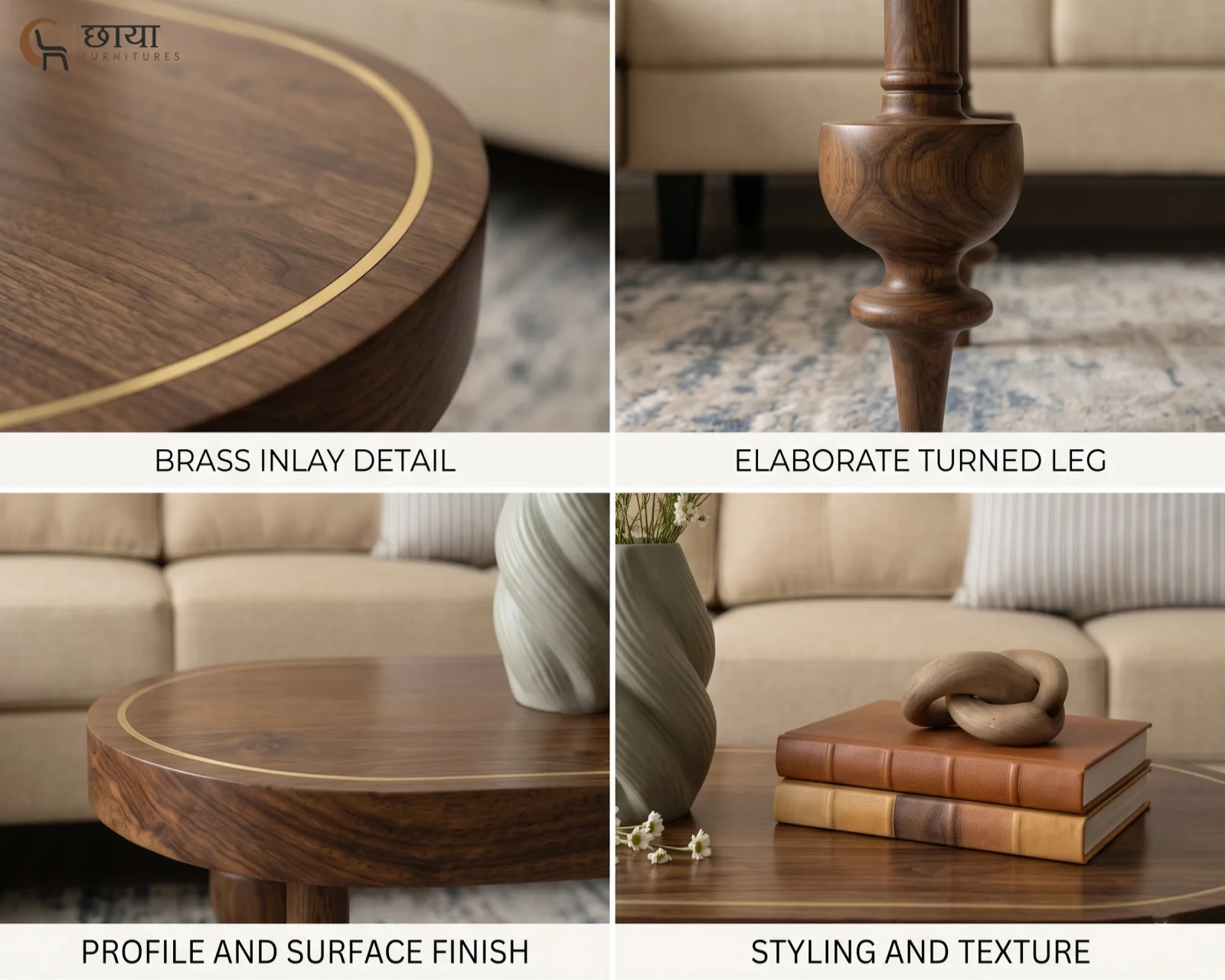 Nova Sheesham Wood Coffee Table (Teak Finish) — (6)