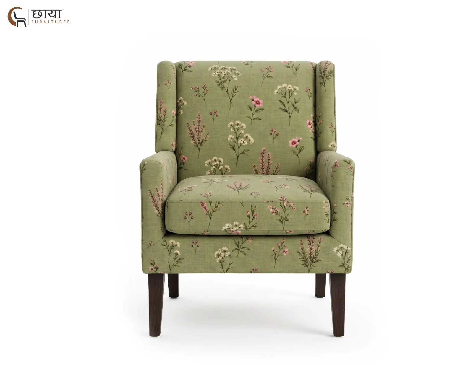Olive Fabric Lounge Chair (Flora Green) — (1)
