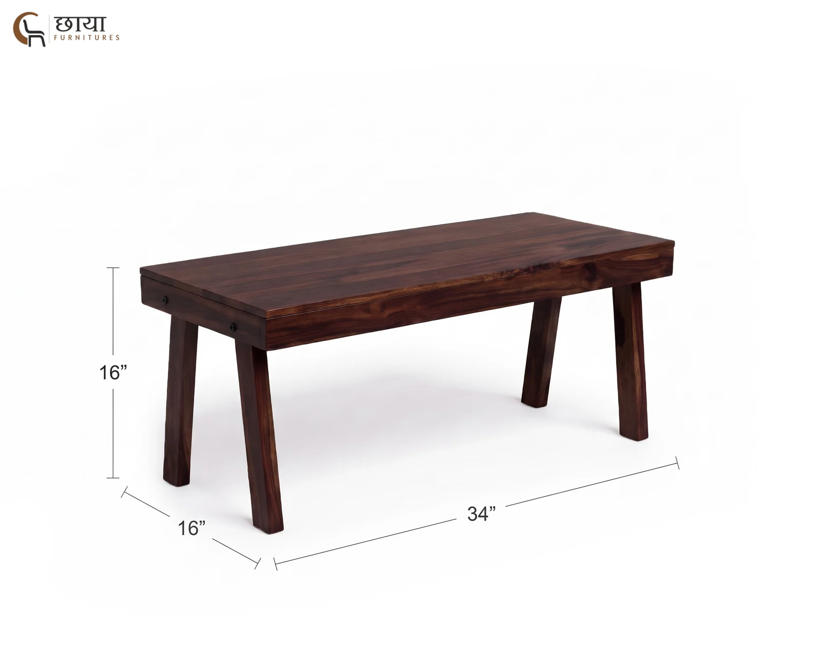 Norway Sheesham Wood Coffee Table (Walnut Finish) — dim