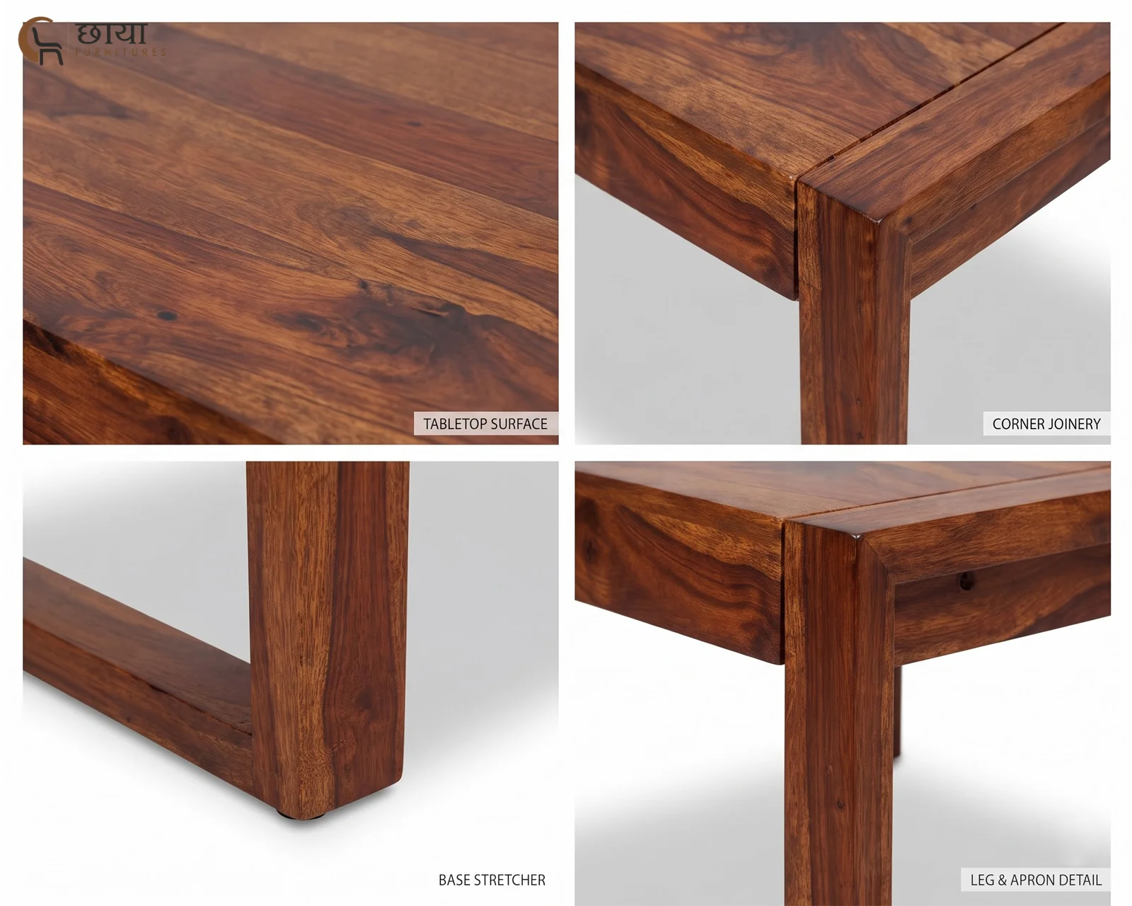 Cove Sheesham Wood Coffee Table (Honey Finish) — 08