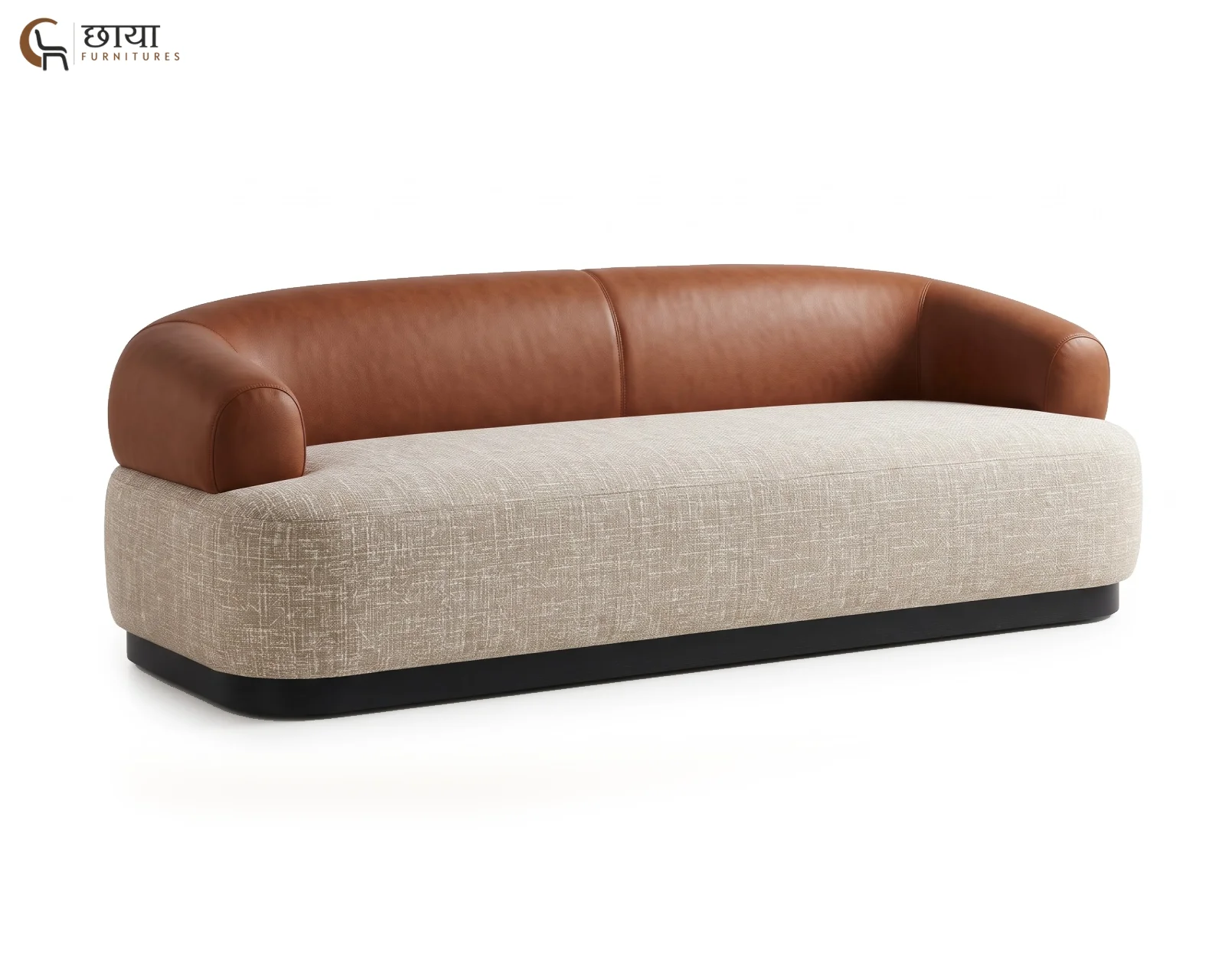 Juliet 3 Seater Fabric Sofa (Warm Brown, Neutral Beige) — (28)