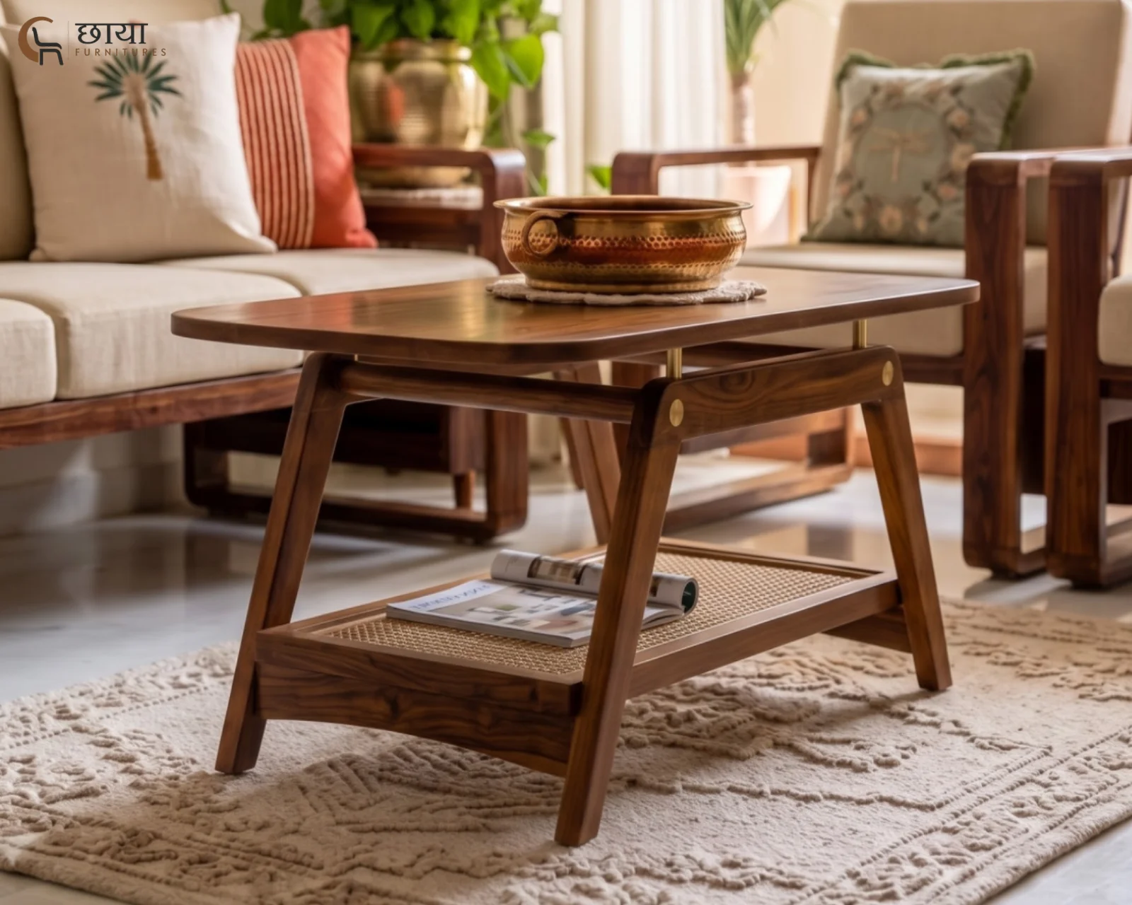 Milo Sheesham Wood Coffee Table (Teak Finish) — (4)