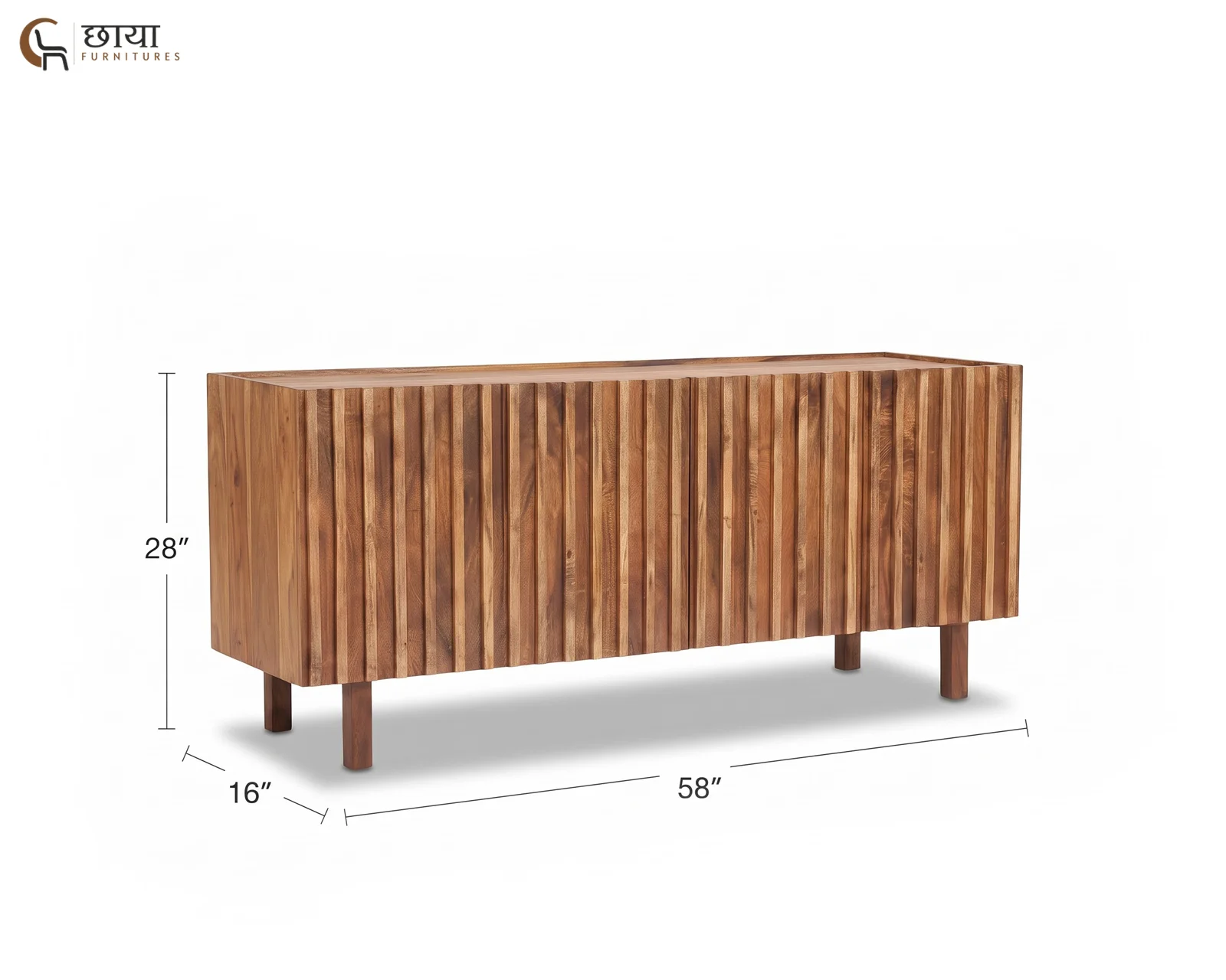 Terra Mango Wood TV Unit (Natural Finish) — dim 2