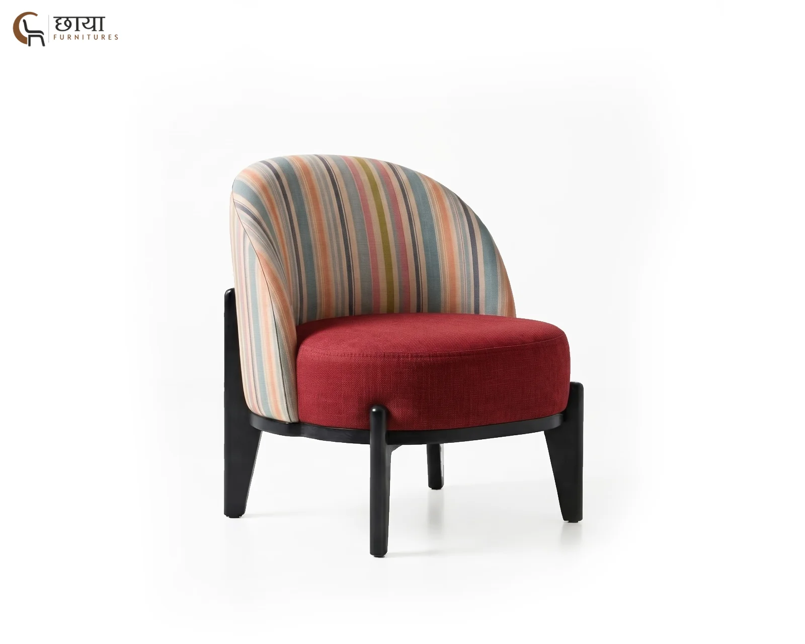 Juliet Lounge Chair (Muted Stripe, Deep Maroon) — (6)