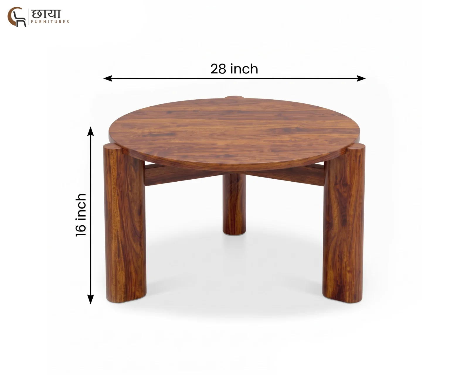 Aria Sheesham Wood Coffee Table (Honey Finish) — dim 8