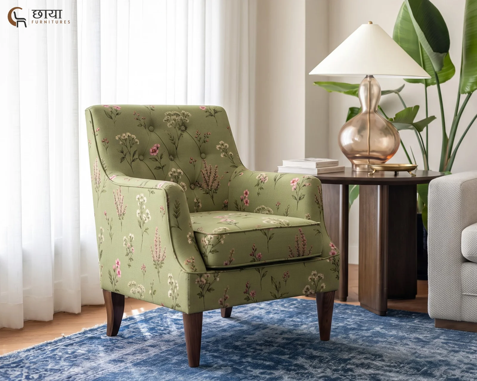 Aarna Lounge Chair (Flora Green) — front (2)