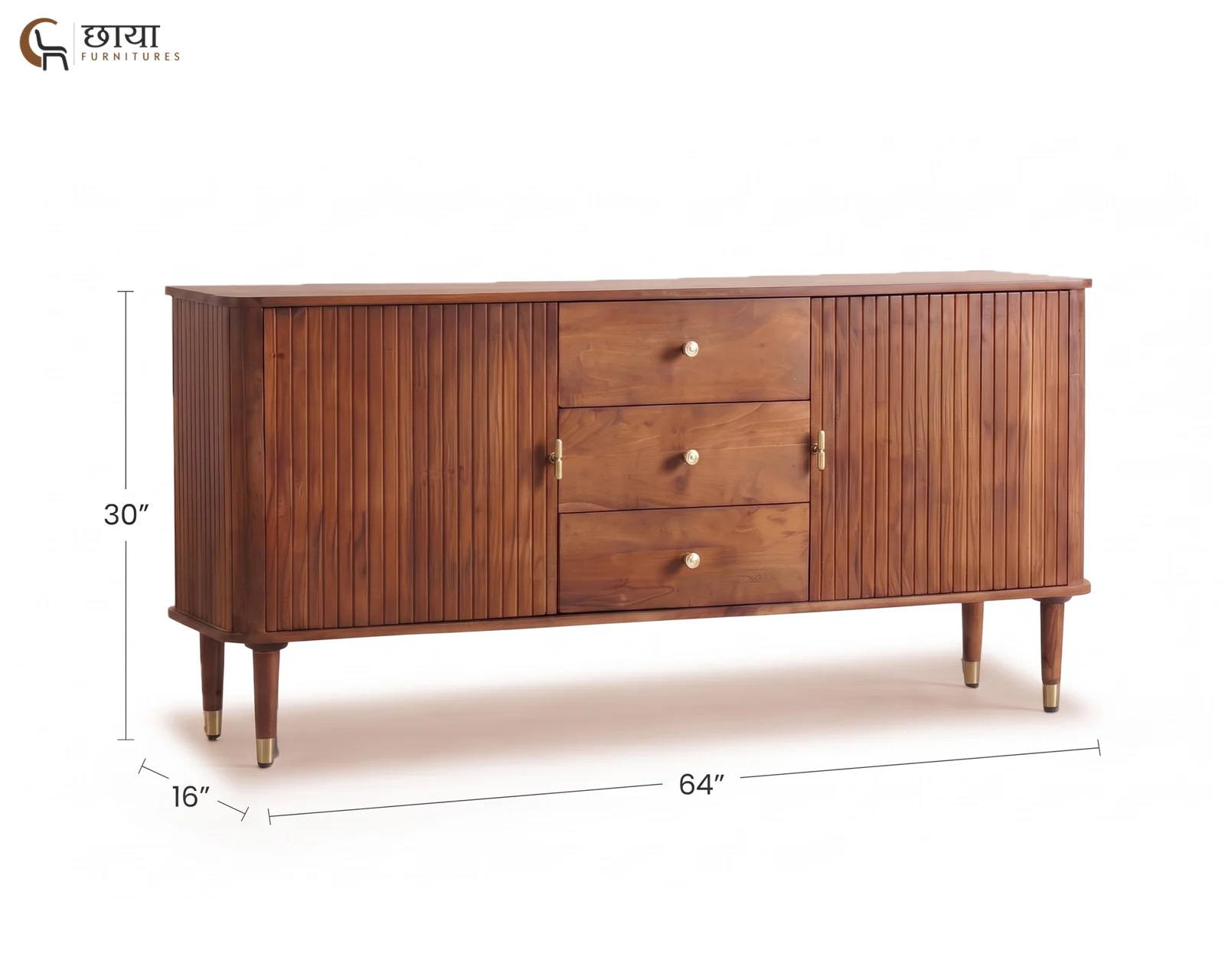 Maple Mango Wood Sideboard (Teak Finish) — dim