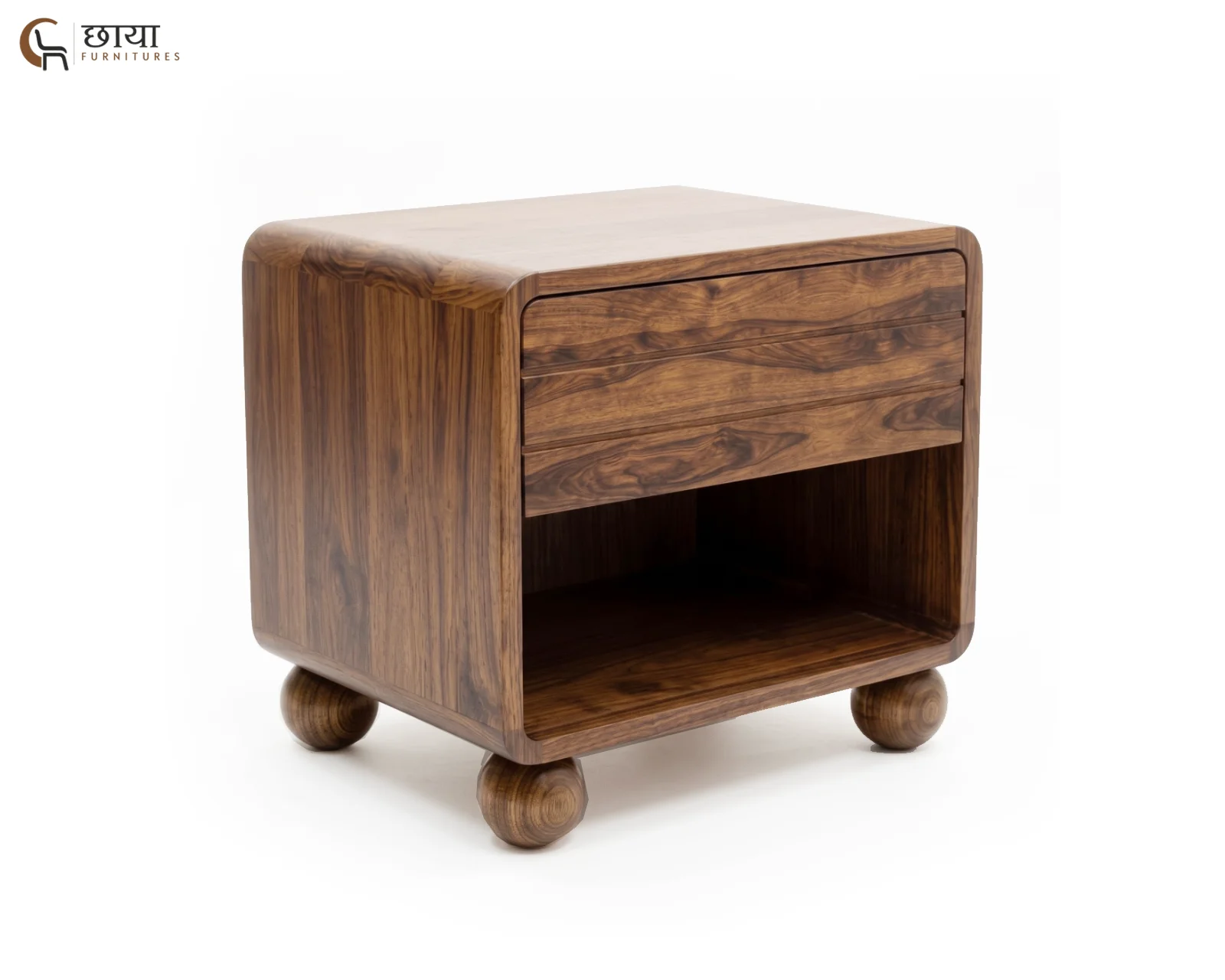 Florian Bedside Table (Teak Finish) — (9)