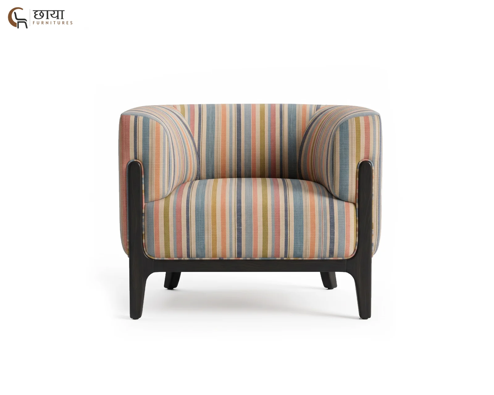 Rosie Fabric Lounge Chair (Muted Stripe) — 02