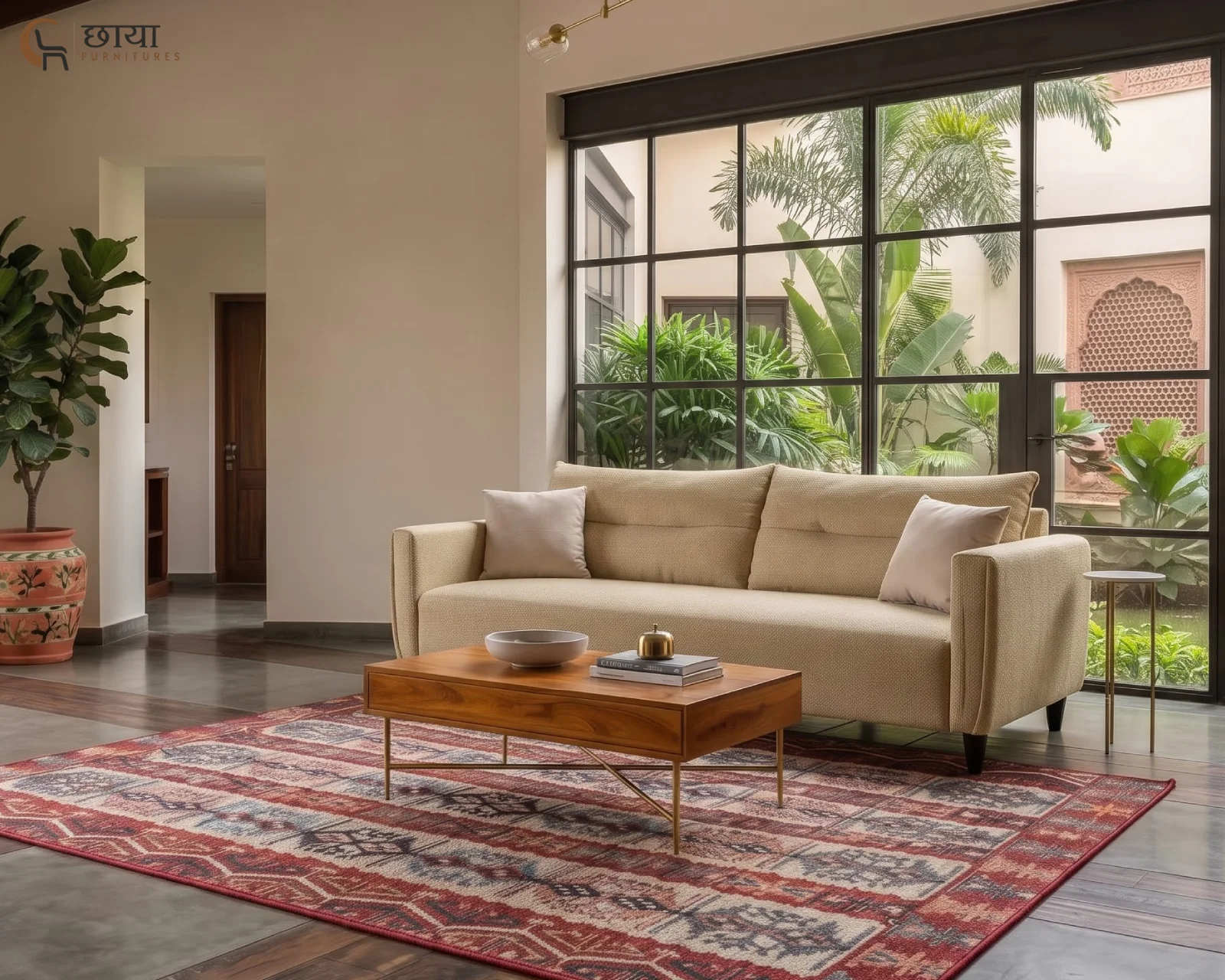Nora 3 Seater Fabric Sofa (Royal Cream) — 6