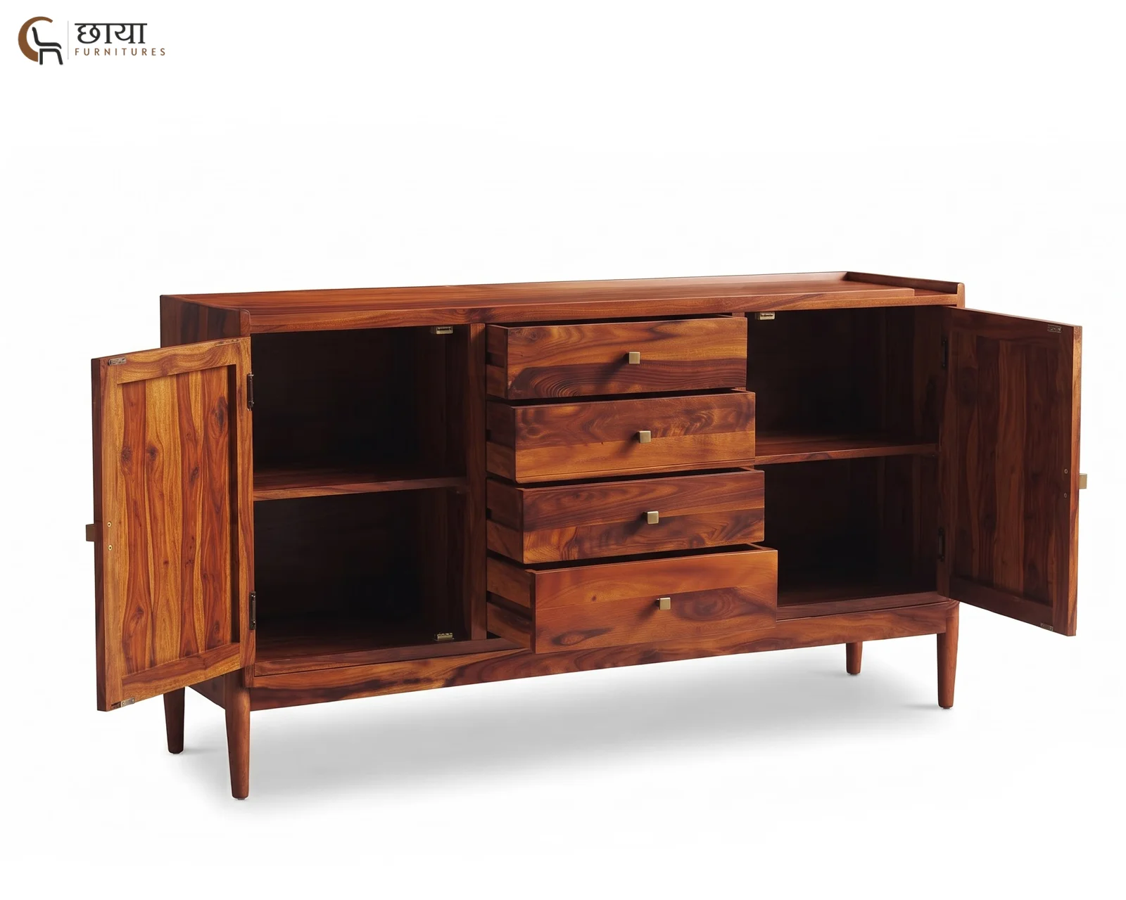 Alba Sheesham Wood TV Unit (Honey Finish) — 02