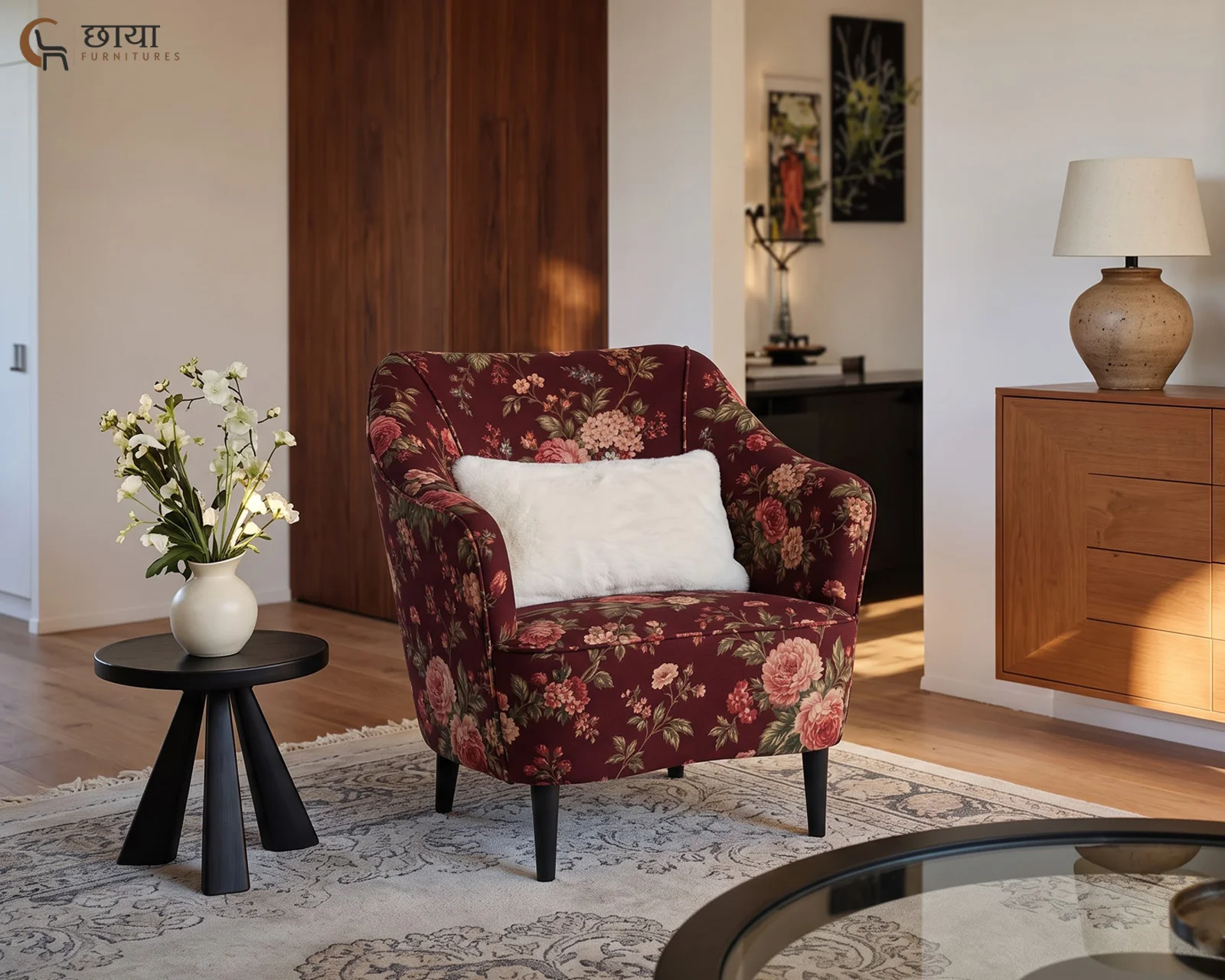Lumi Lounge Chair (Bloom Ruby) — front