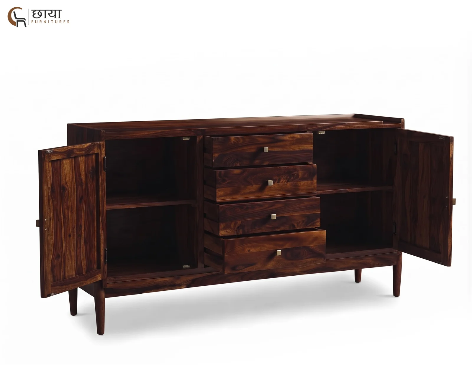 Alba Sheesham Wood Sideboard (Walnut Finish) — 03