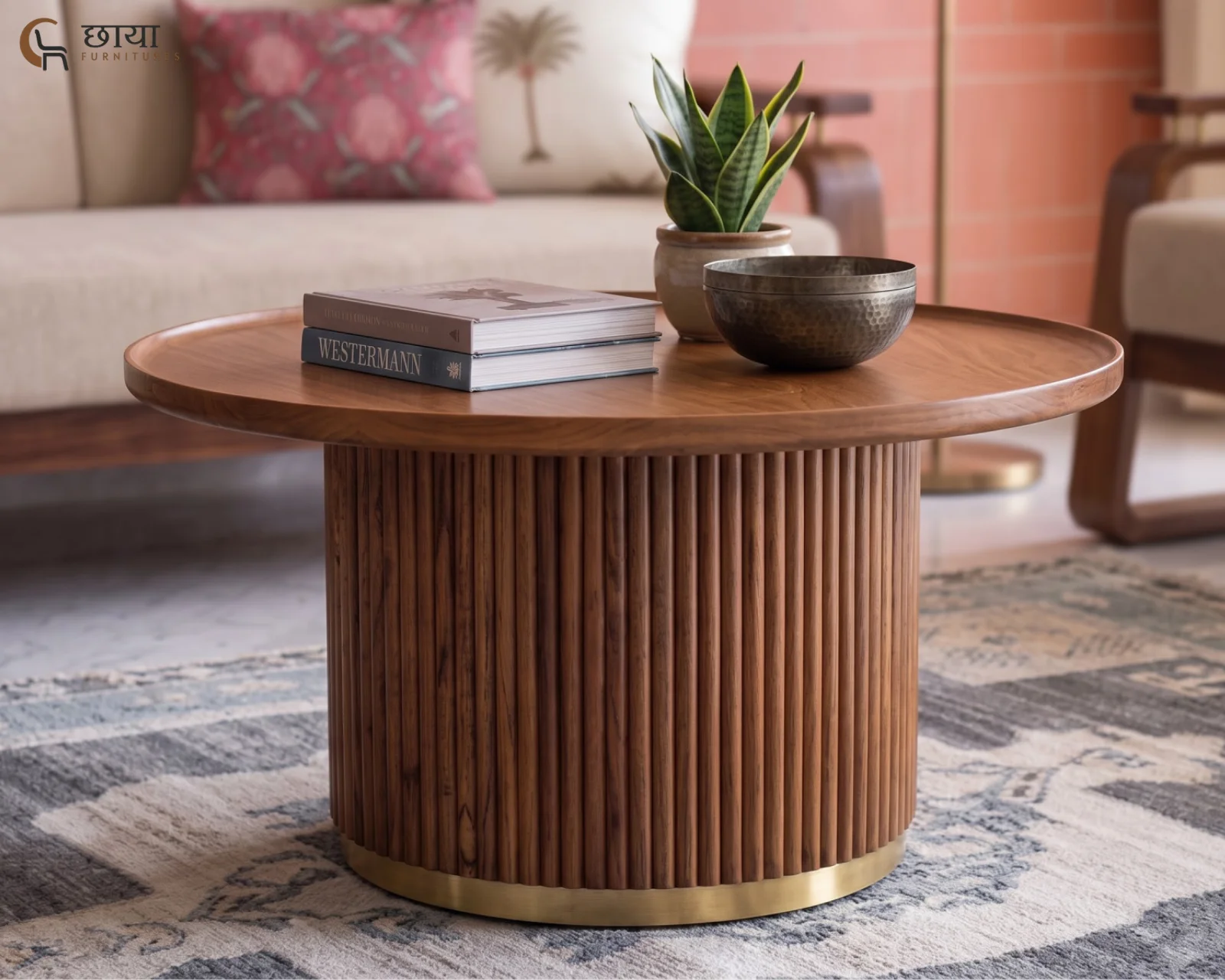 Clara Sheesham Wood Coffee Table (Honey Finish) — front (1)