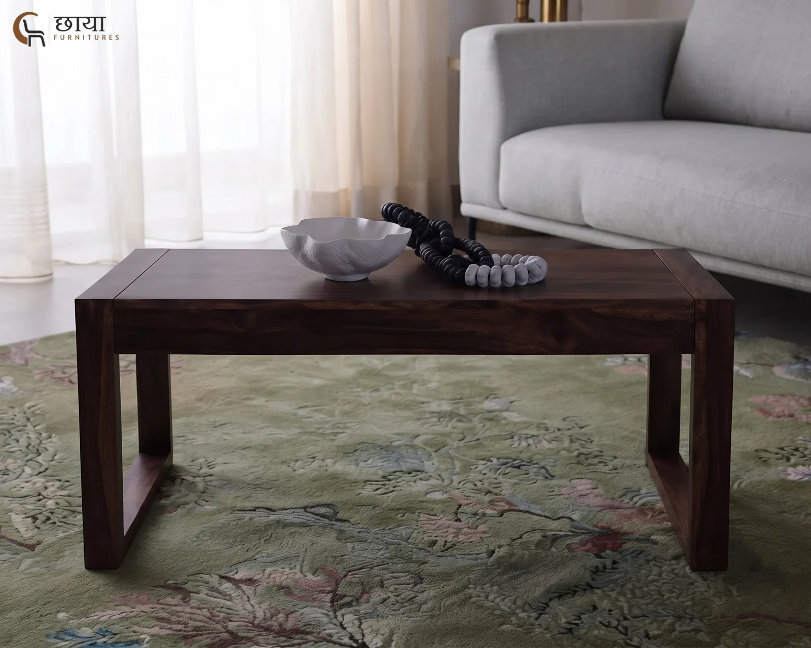 Cove Sheesham Wood Coffee Table (Walnut Finish) — 15