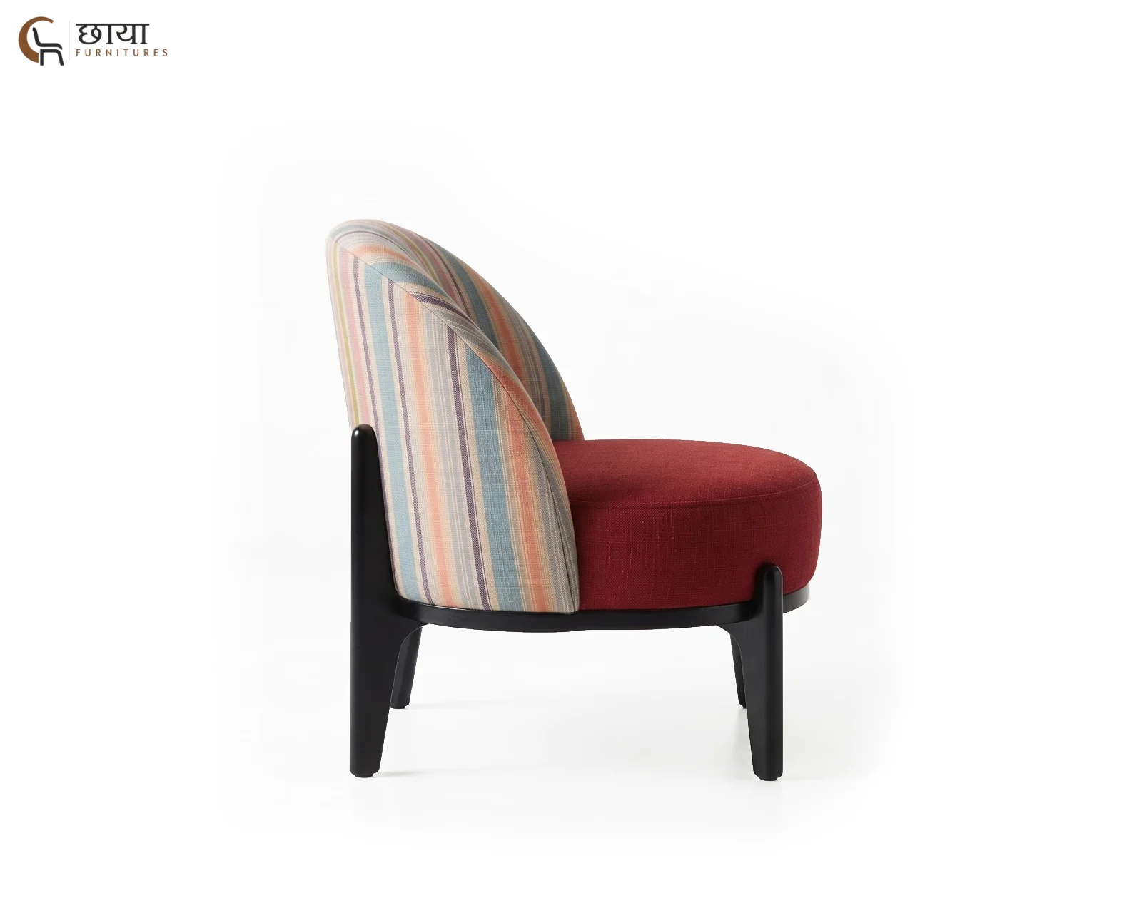 Juliet Lounge Chair (Muted Stripe, Deep Maroon) — (7)